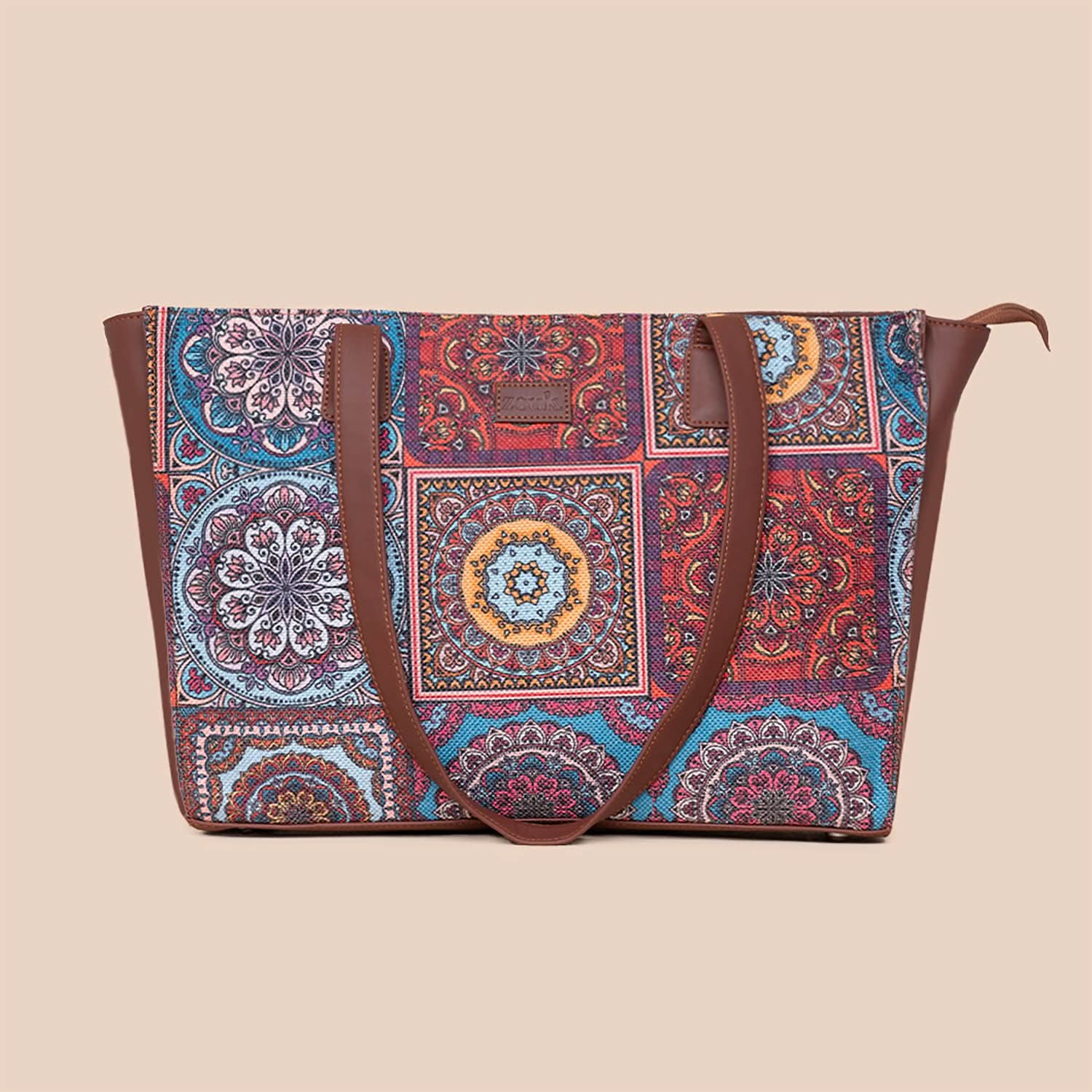 Multicolor Mandala Print - Office Tote Bag & Classic Zipper Wallet Combo