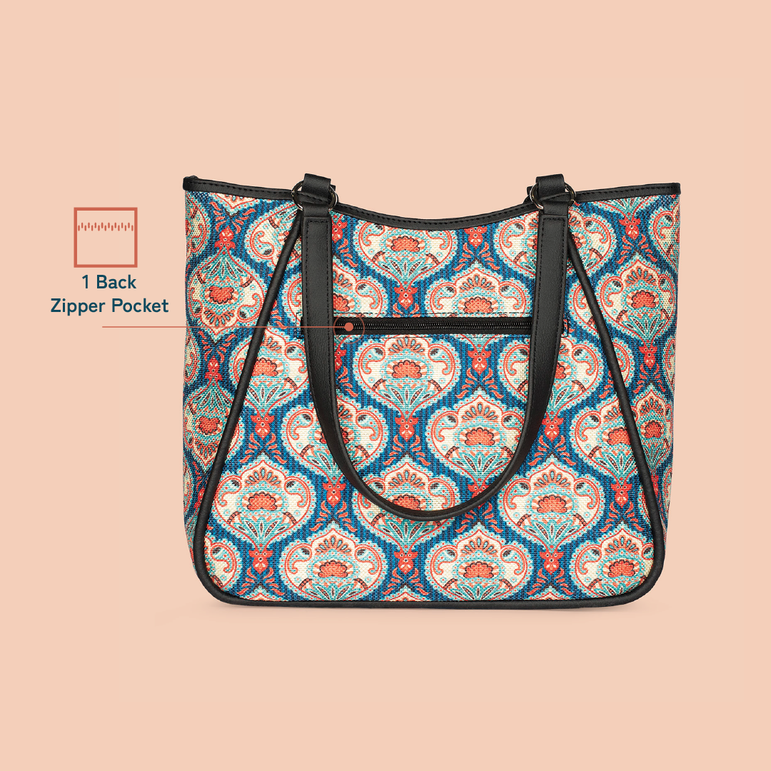 ZIP-Rhea Kapoor Naisha Tote Bag - Kovil Blue