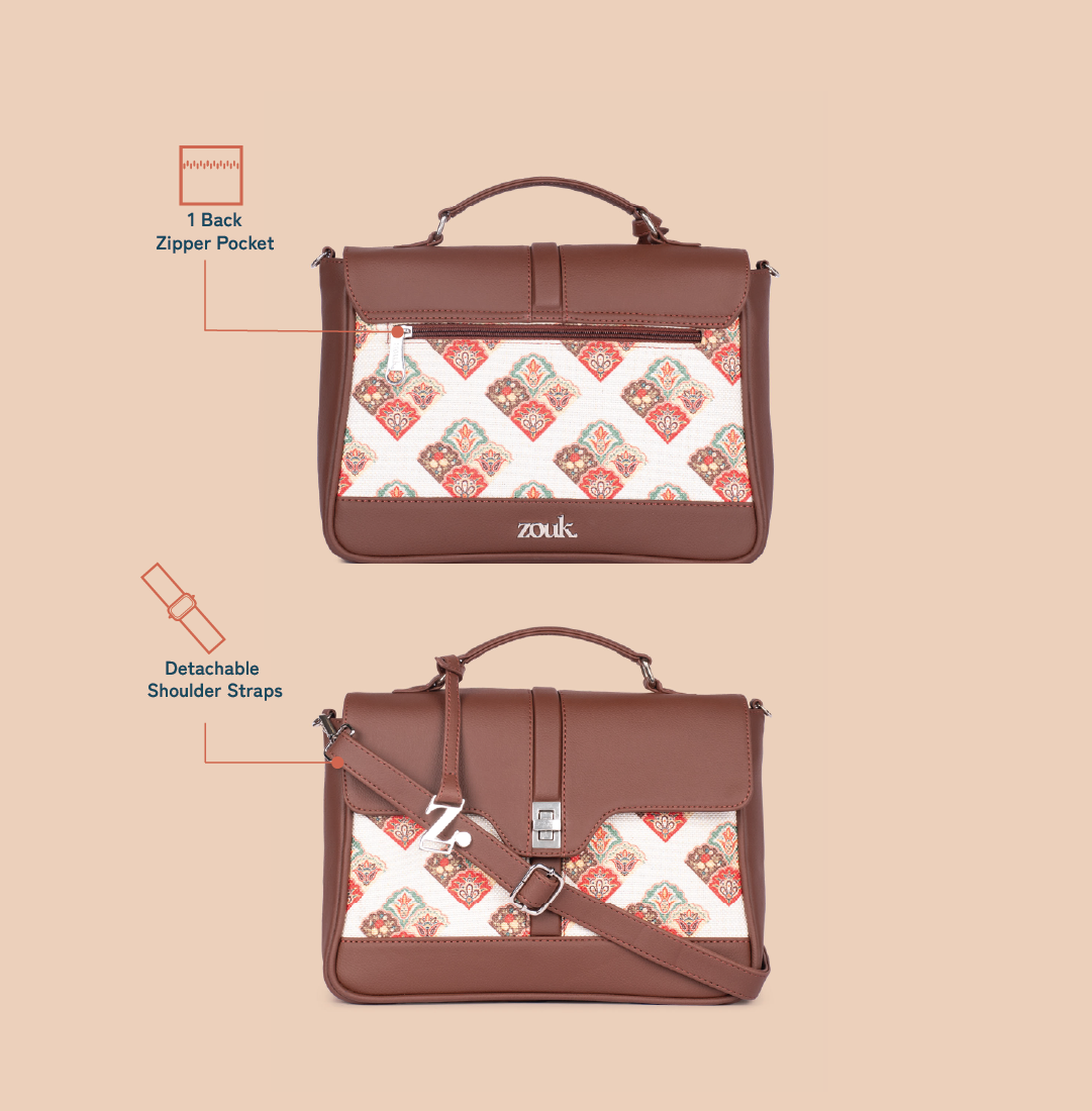 ZIP-Kriti Sanon - Seashell Motif White Nessa Satchel