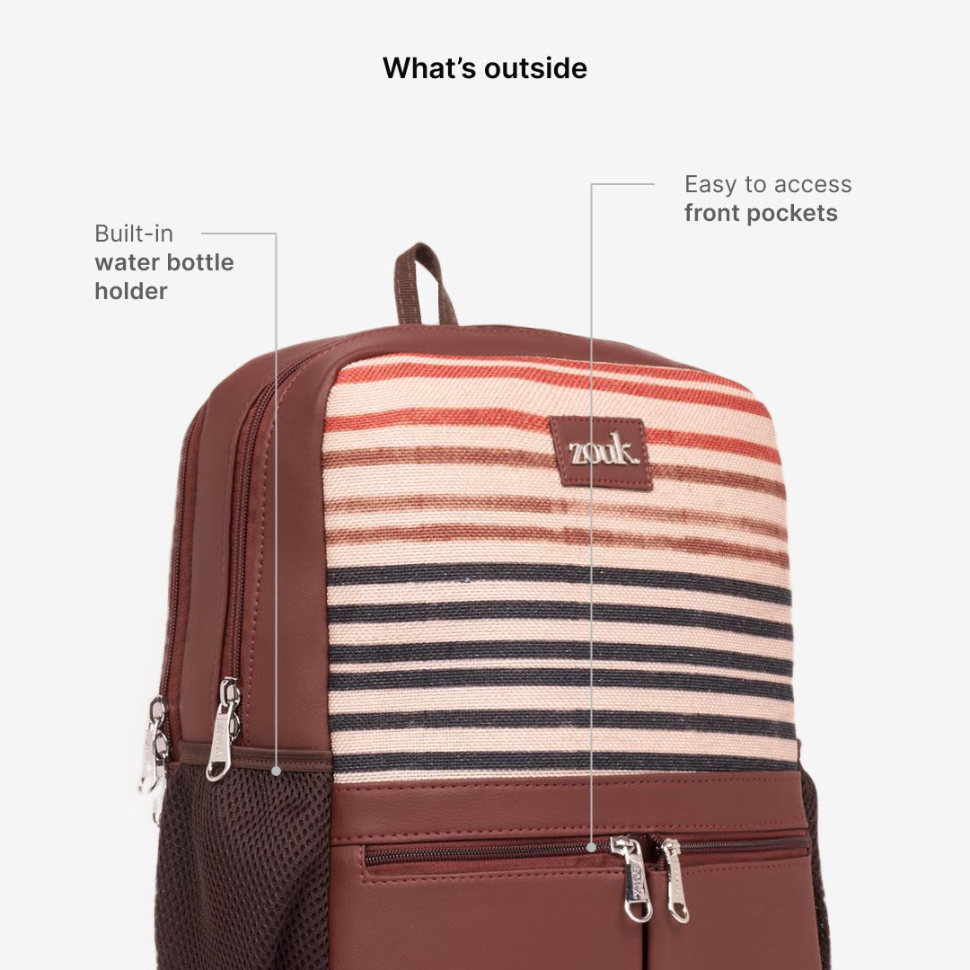Qutub Stripes Office Backpack (Brown)