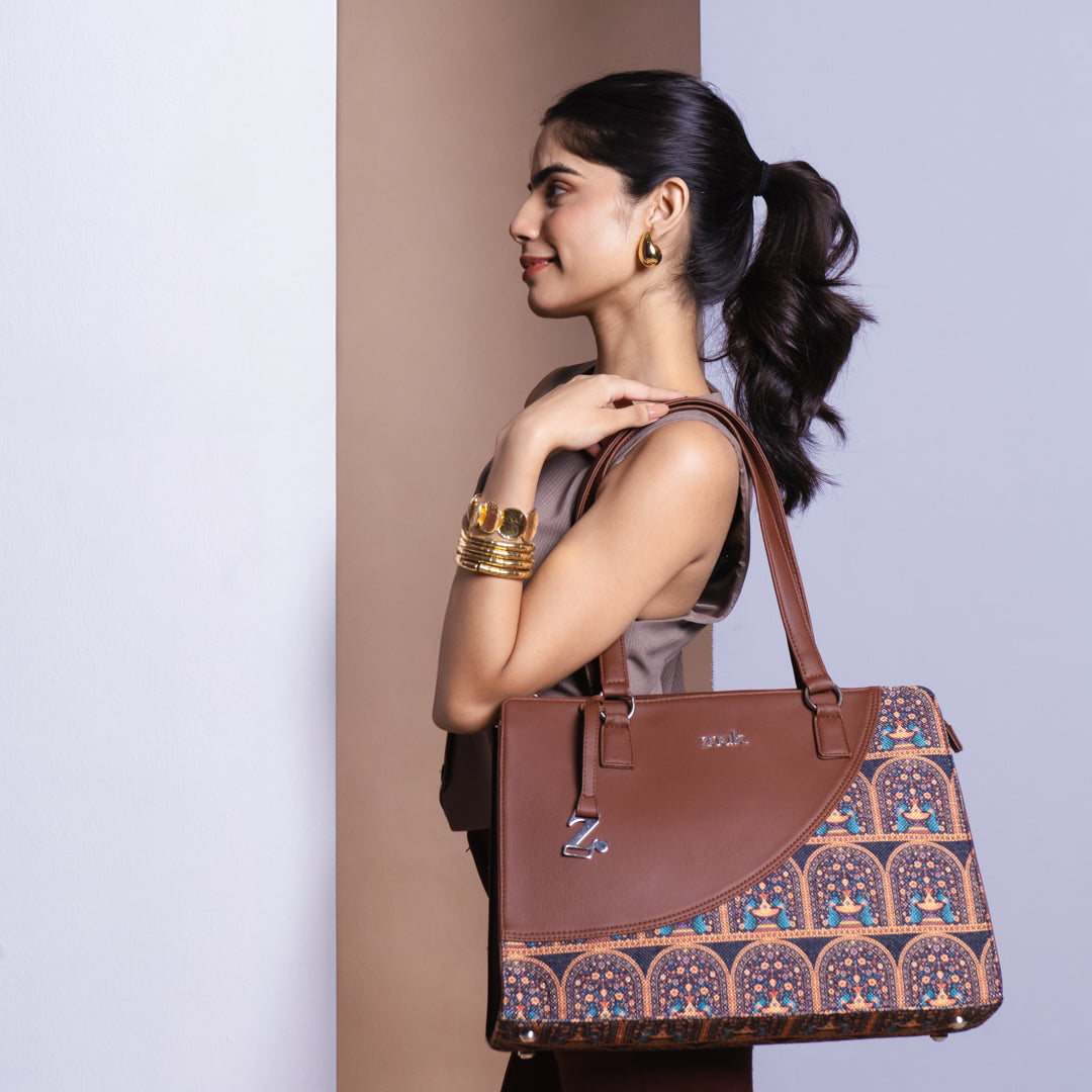 Royal Indian Peacock Motif Office Essential Bag