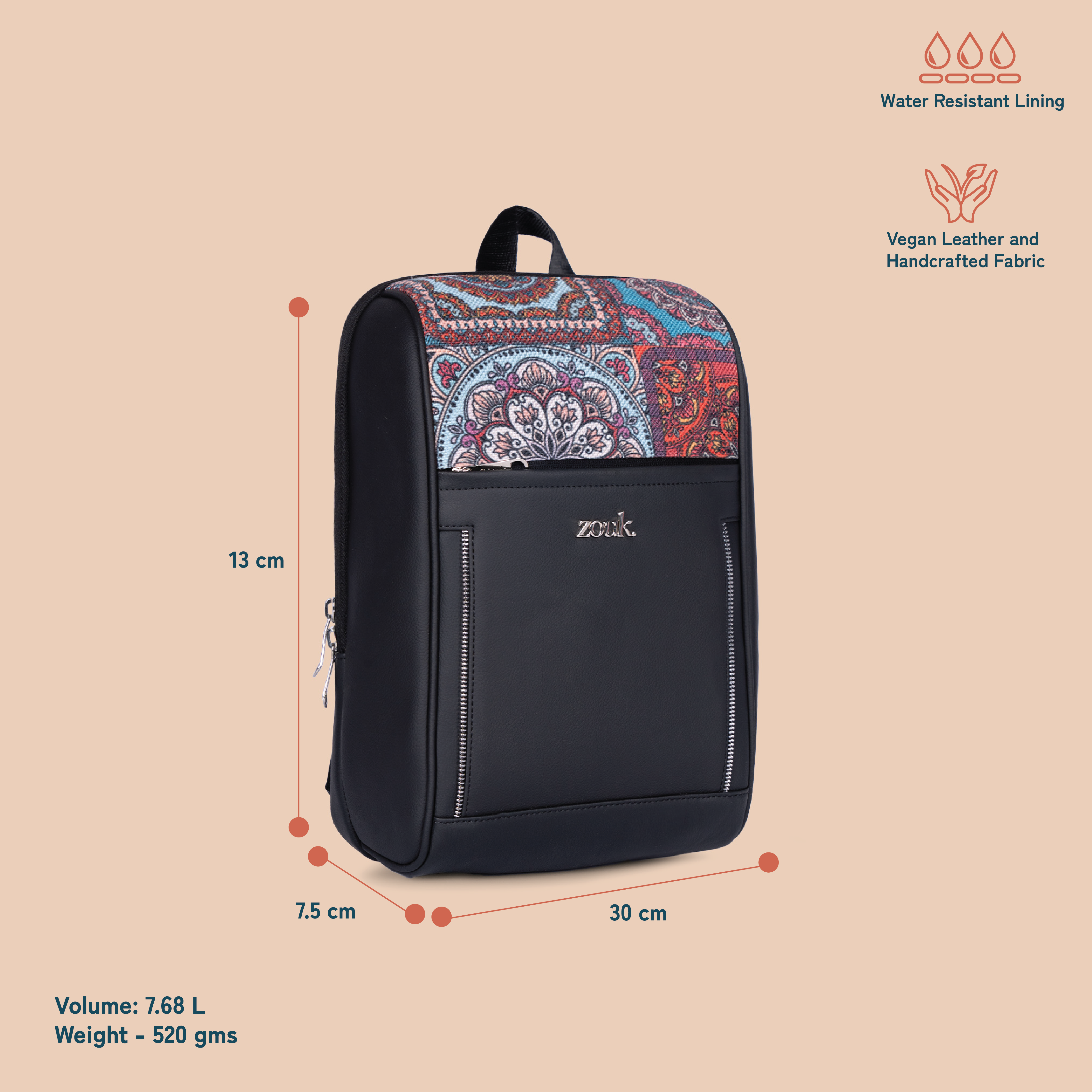 ZIP-Olina Daypack - Multicolor Mandala Print