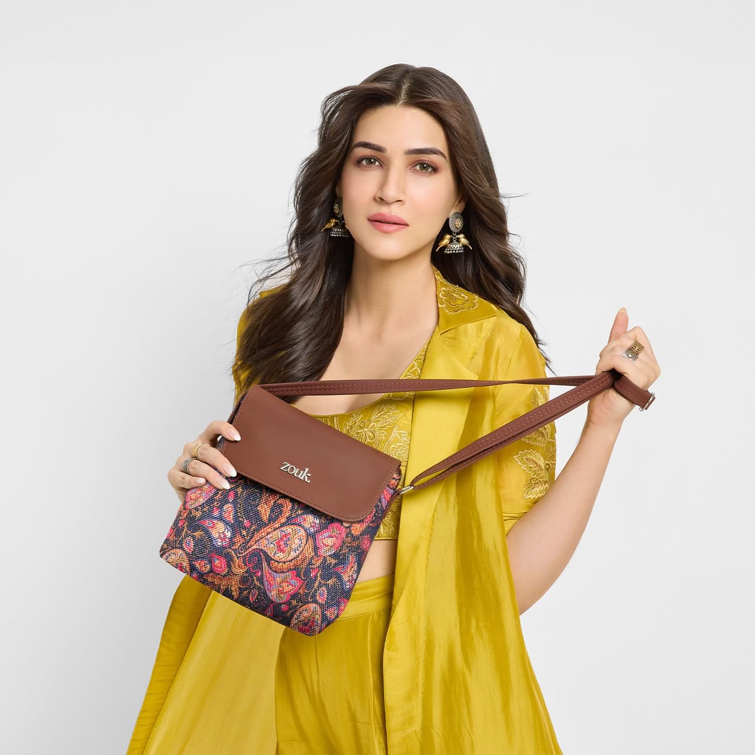 Paisley Print Flap Sling Bag