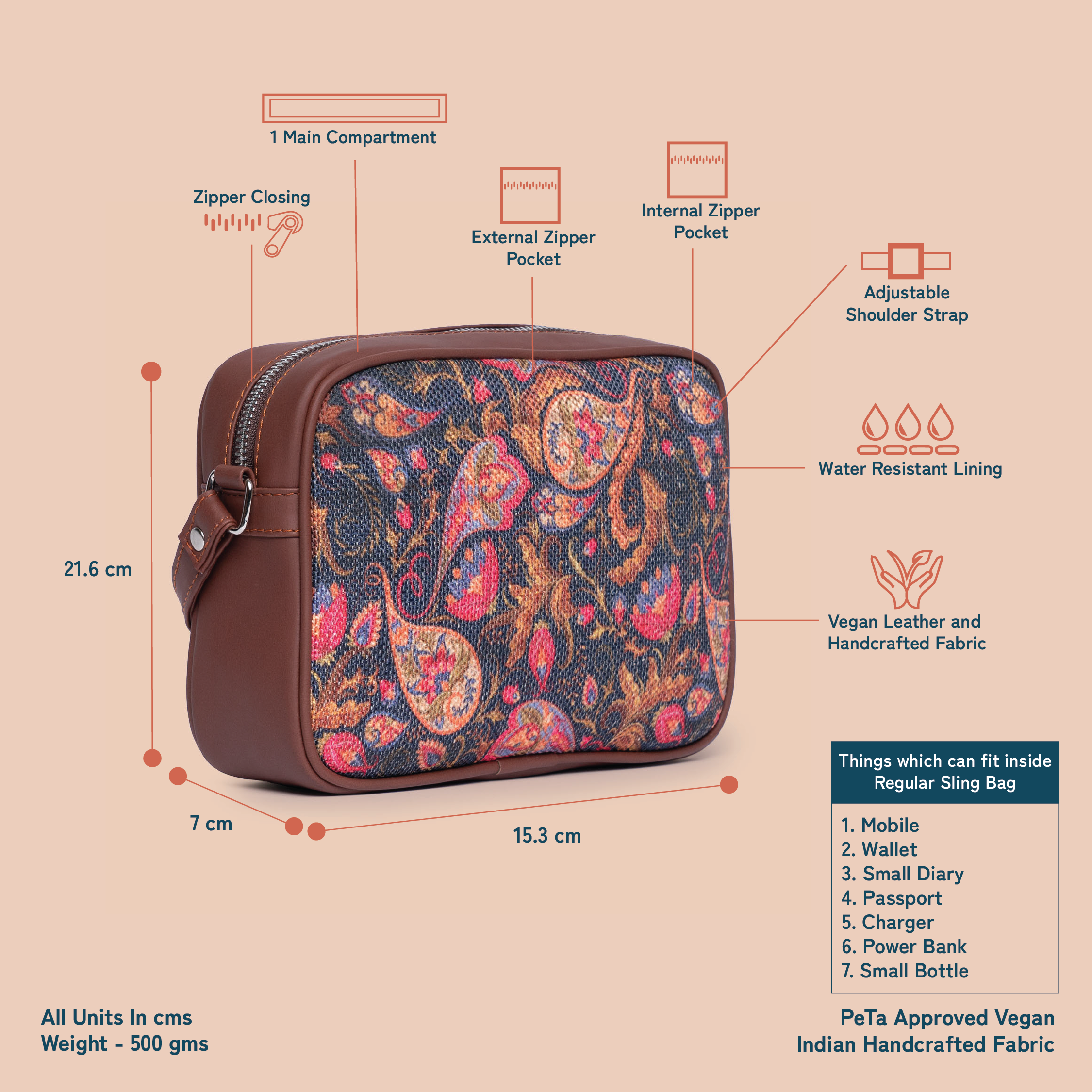 Paisley Print Sling Bag