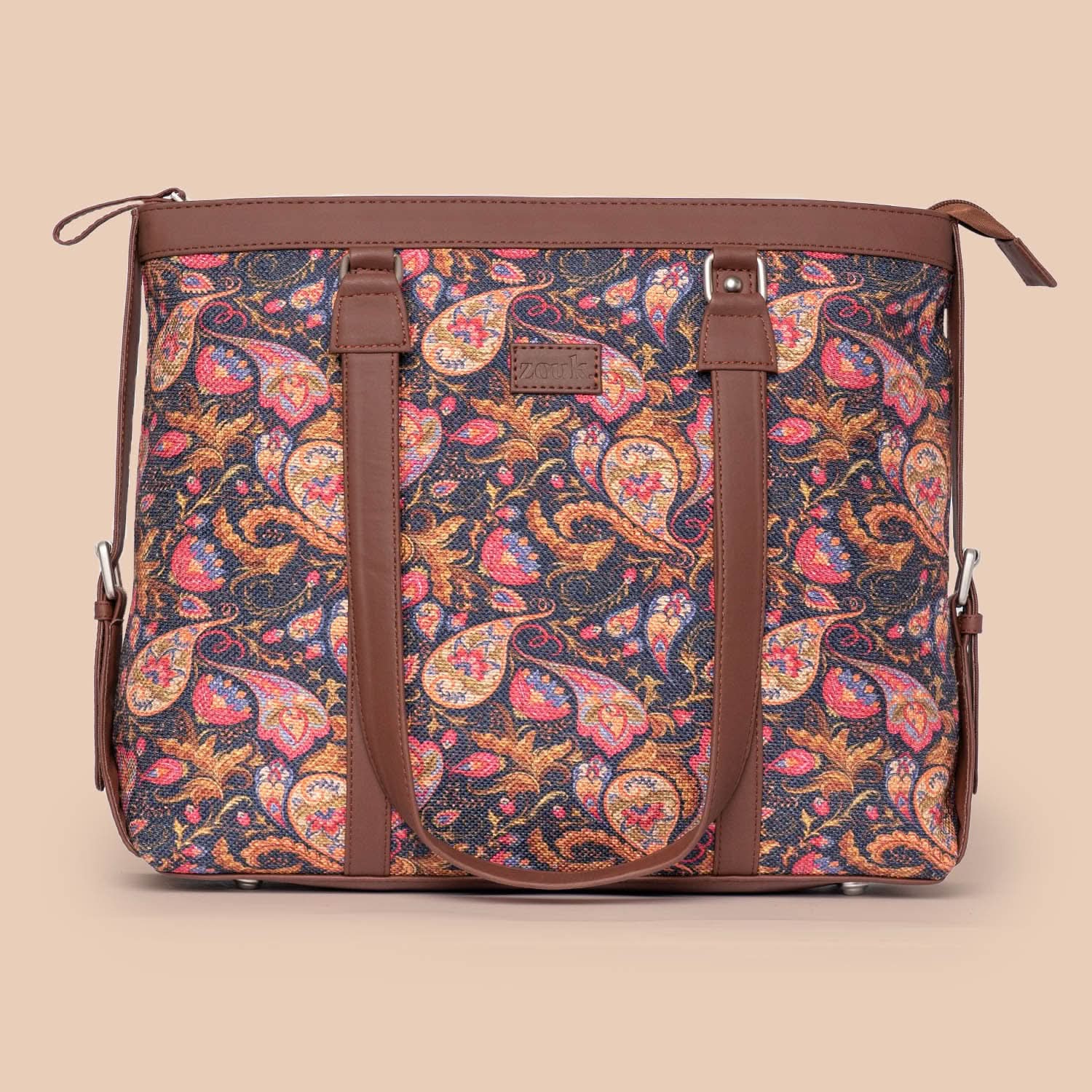 Paisley Print & FloLov - Women's Office Bag & Classic Zipper Wallet Combo