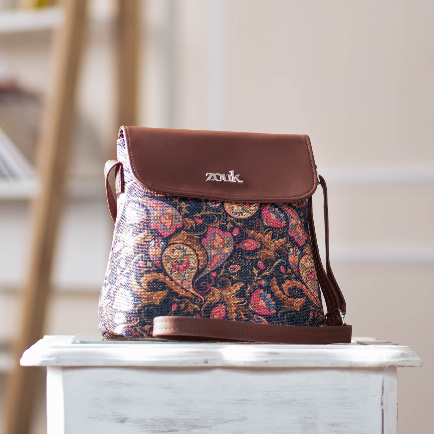 Paisley Print Flap Sling Bag