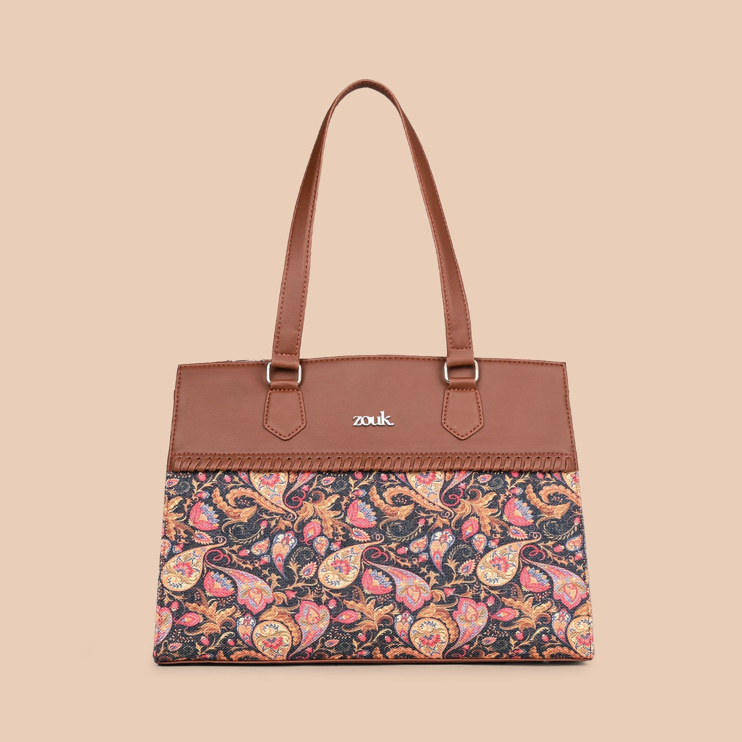 ZIP-Paisley Print Statement Business Bag