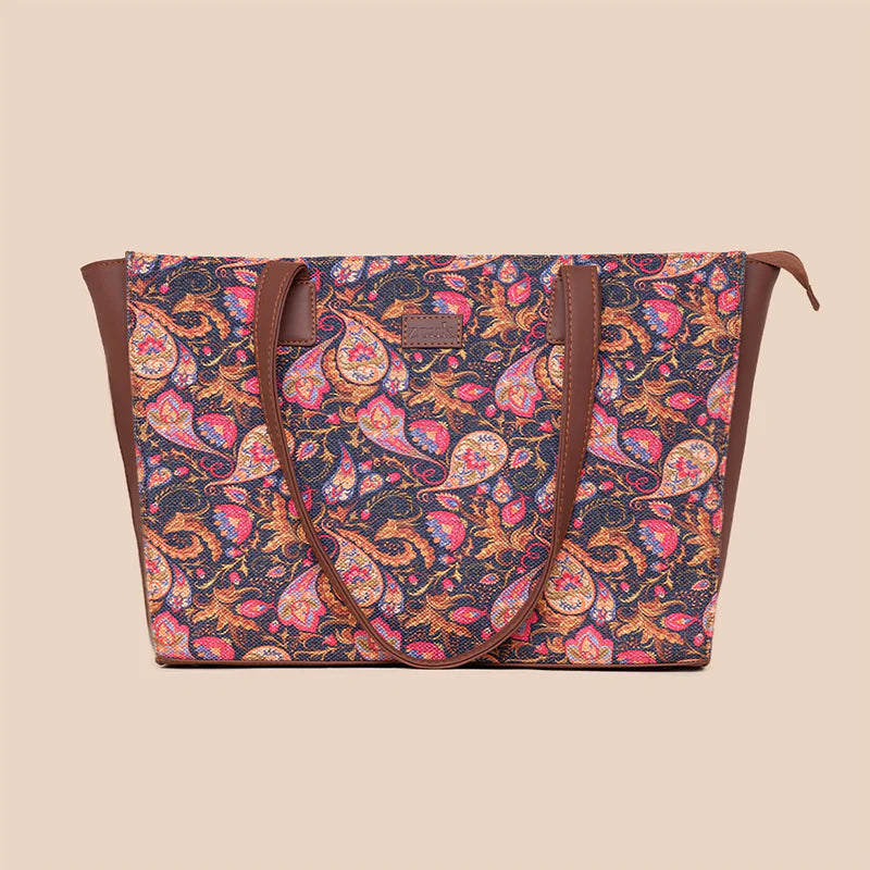Paisley Print & Ikat GreRe - Office Tote Bag & Flap Sling Bag Combo