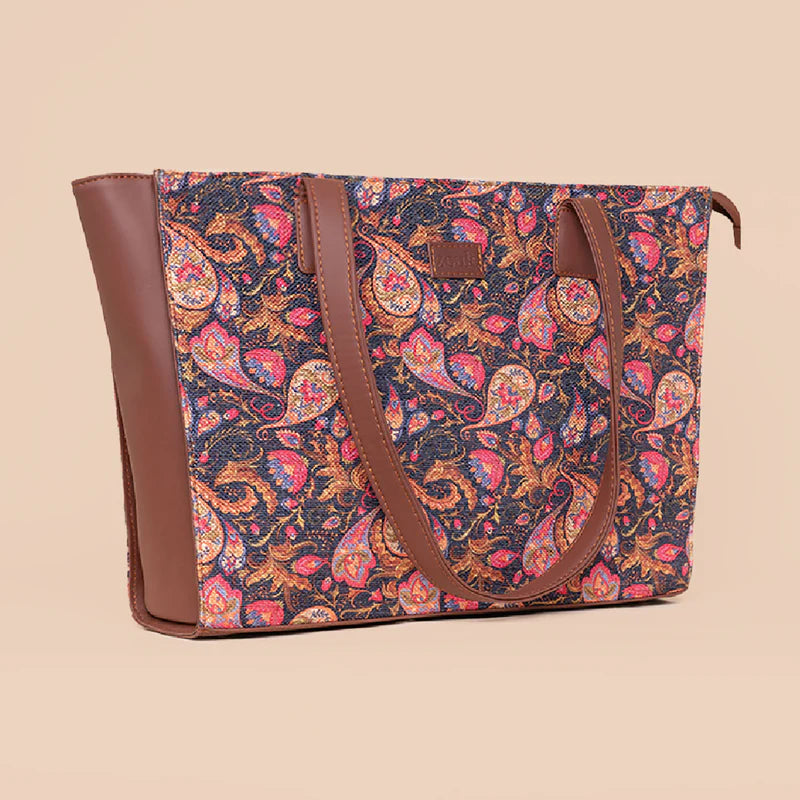 Paisley Print & Ikat GreRe - Office Tote Bag & Flap Sling Bag Combo