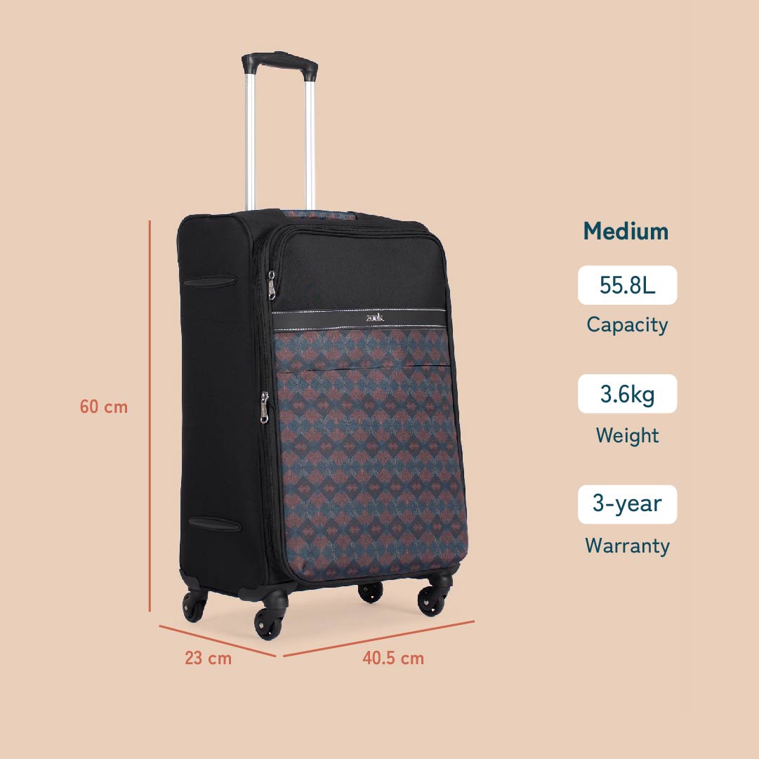 Periyar Waves Avasa Trolley Bag - Black (Medium)