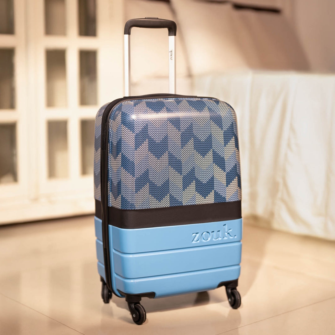 Himachal Chevron Blue Raahi Trolley Bag