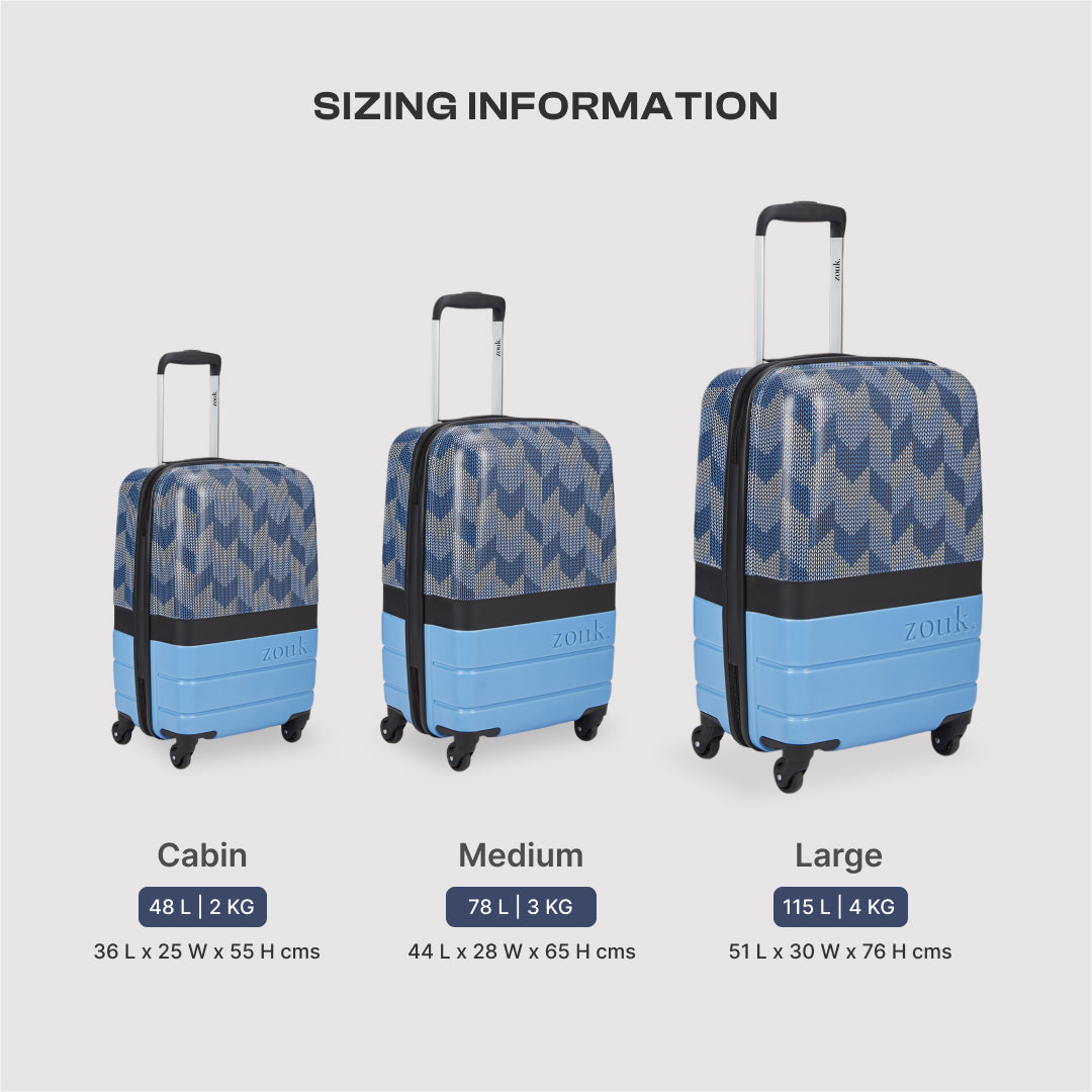 Himachal Chevron Blue Raahi Trolley Bag (Large)