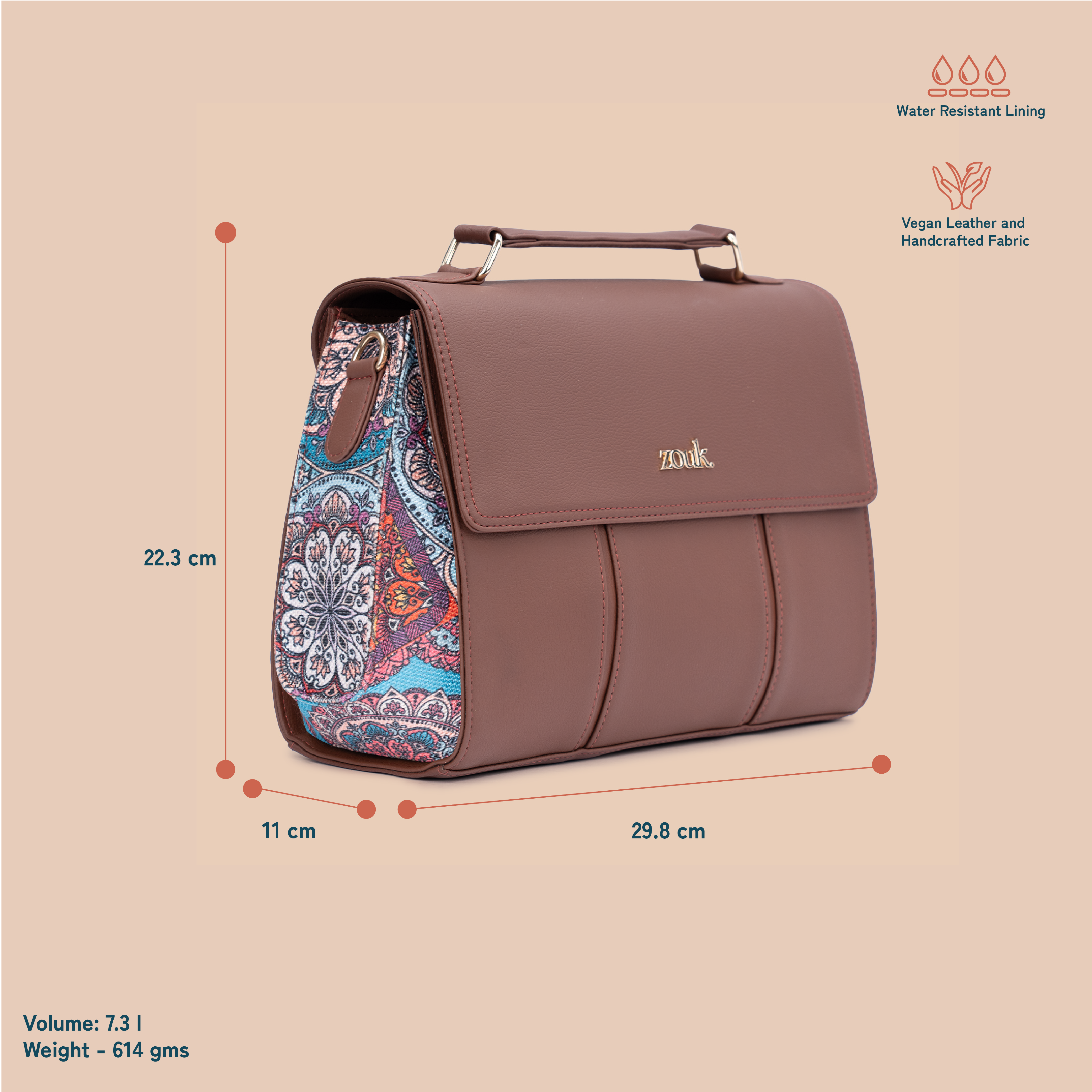 ZIP-Rhea Kapoor Satchel Bag - Multicolor Mandala Print