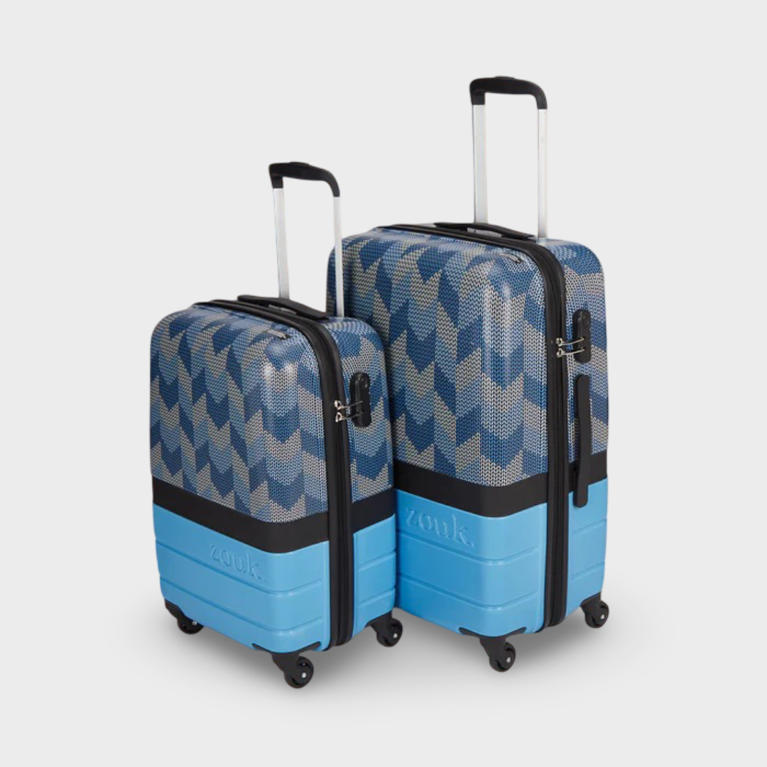 Himachal Chevron Blue Raahi Trolley Bag Combo (Cabin & Medium)