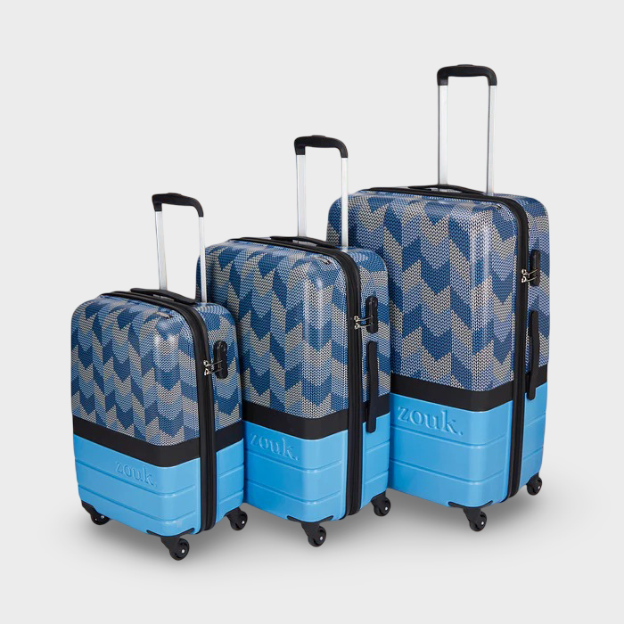 Himachal Chevron Blue Raahi Trolley Bag Combo