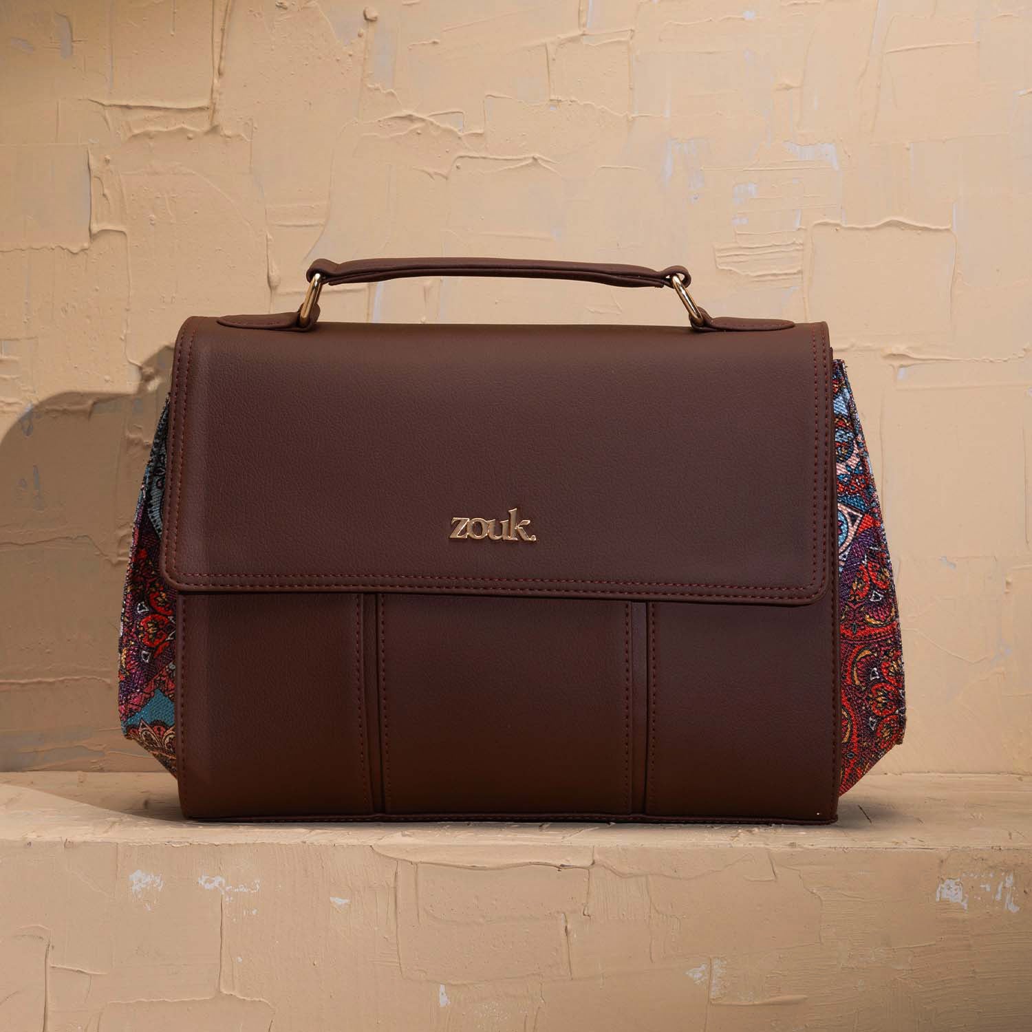 Rhea Kapoor Satchel Bag - Multicolor Mandala Print