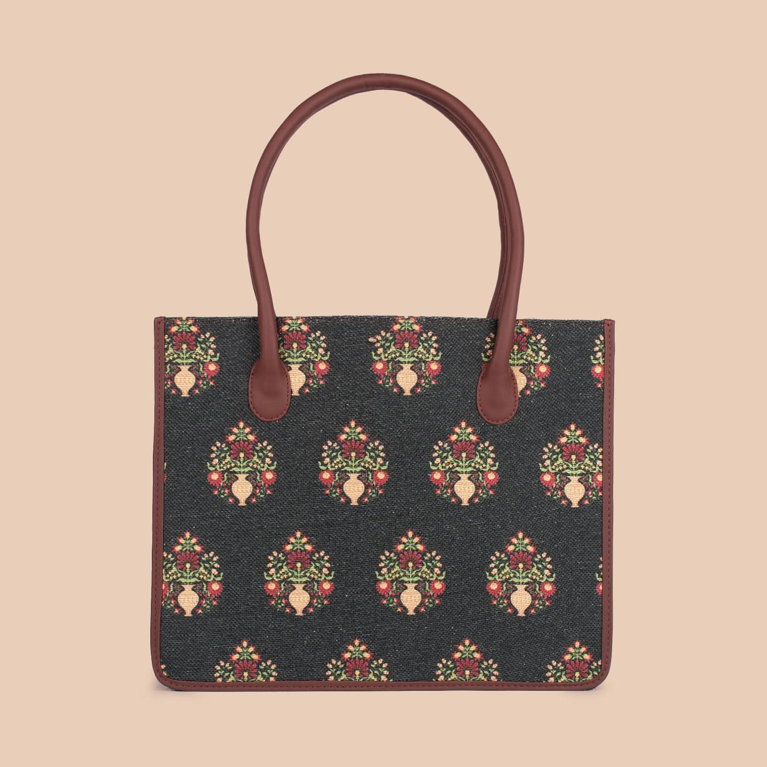 Royal Green Mogra Print Book Tote