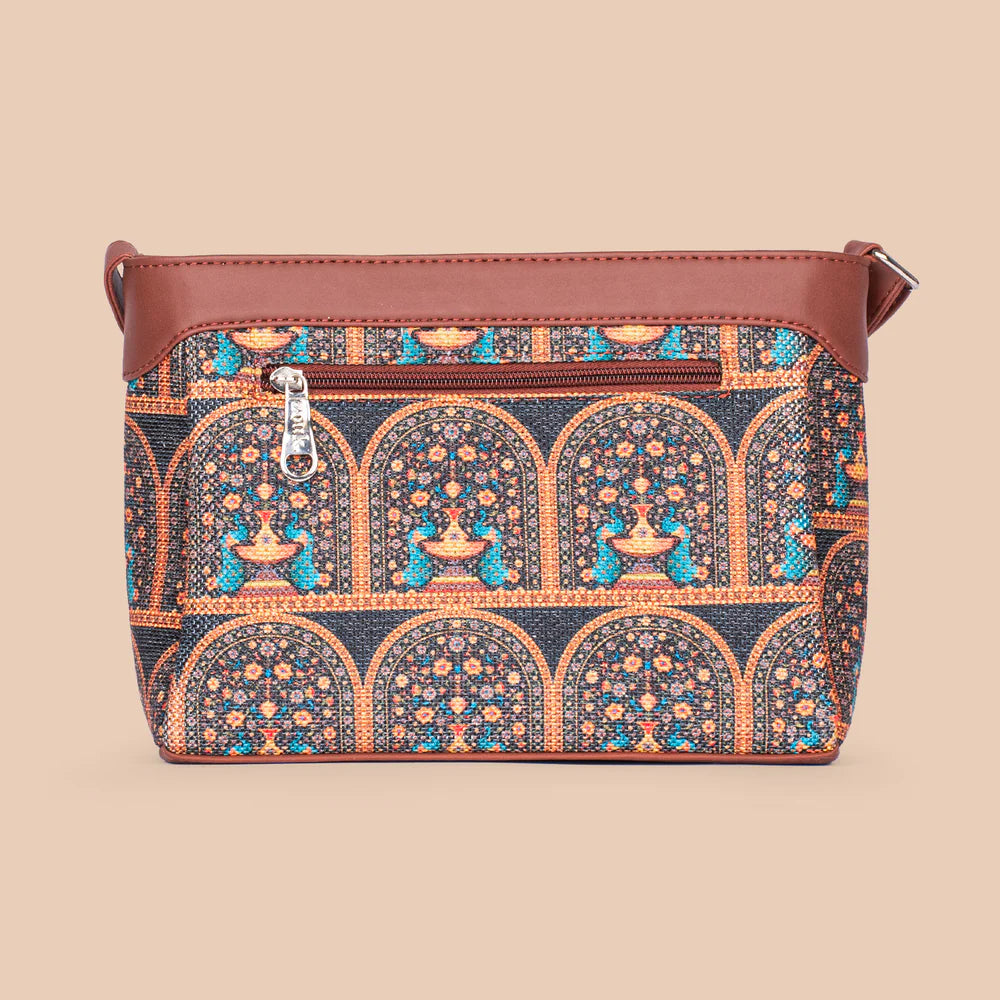 Royal Indian Peacock Harmony Sling Bag and Chain Wallet (CFC) Combo