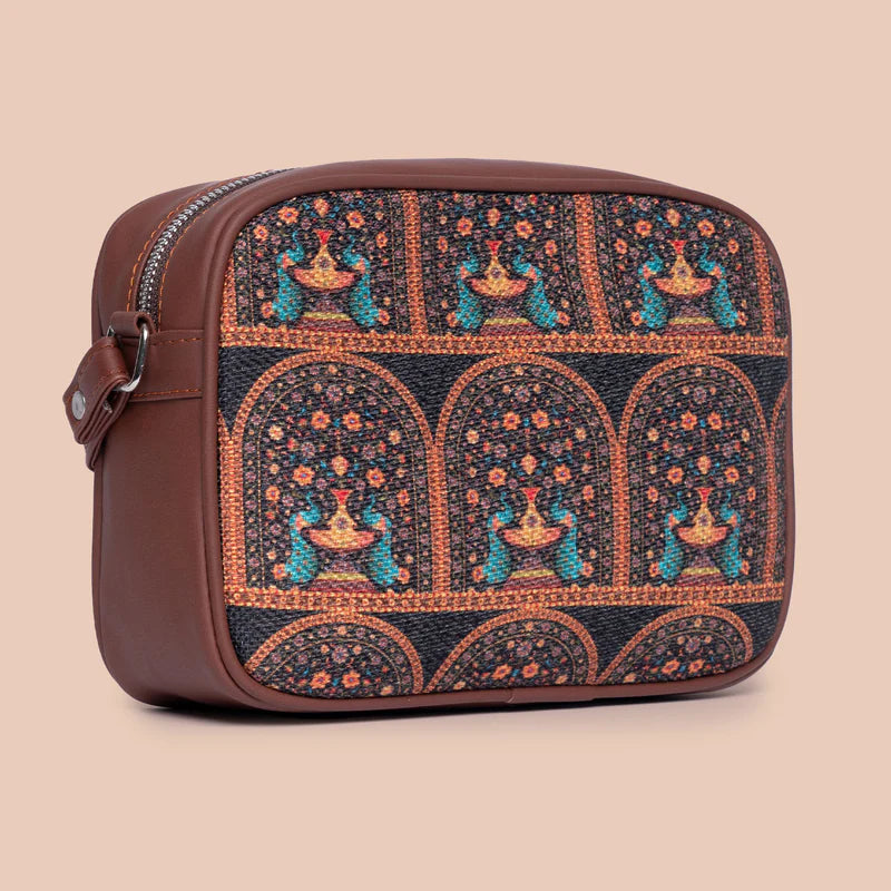 Royal Indian Peacock Motif - Office Tote Bag & Sling Bag Combo