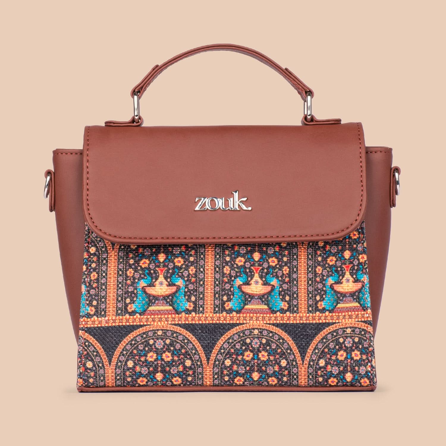 Royal Indian Peacock Motif Statement Sling Bag