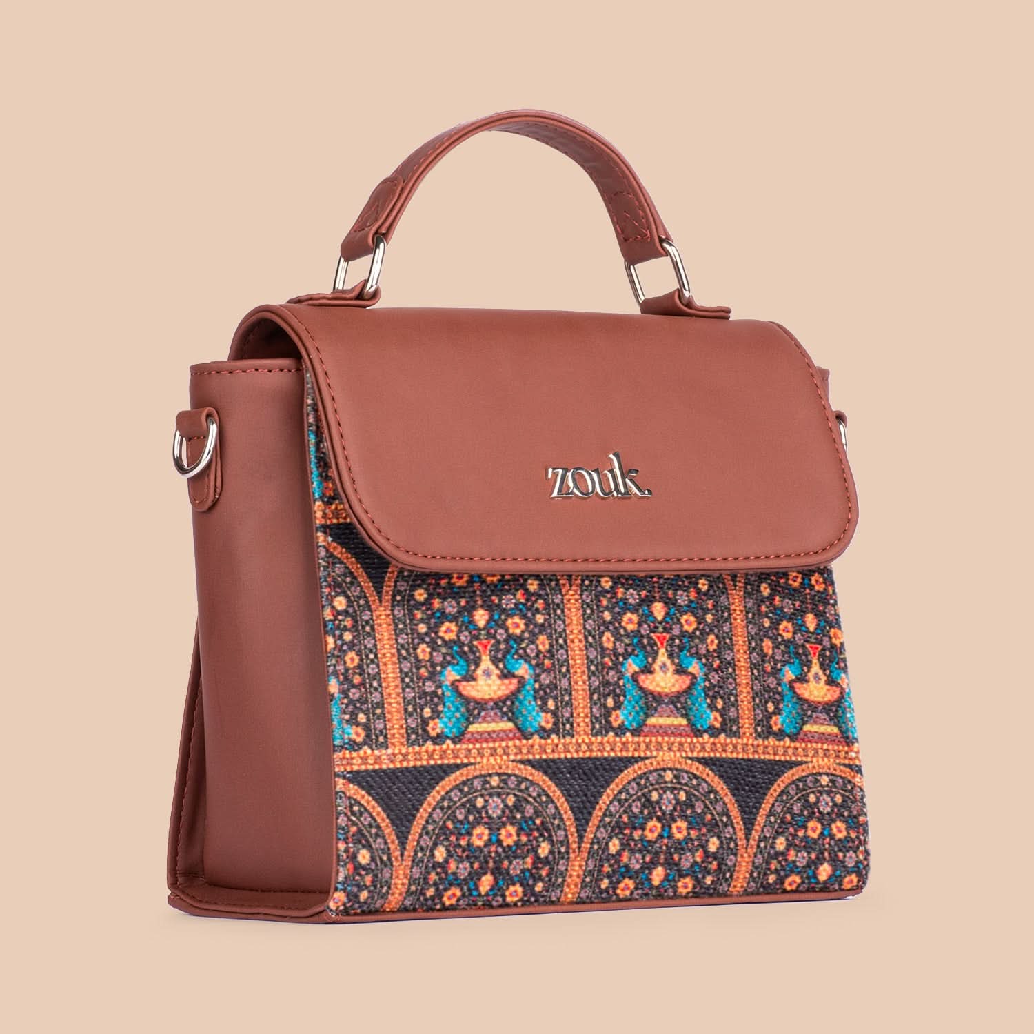 Royal Indian Peacock Motif Statement Sling Bag