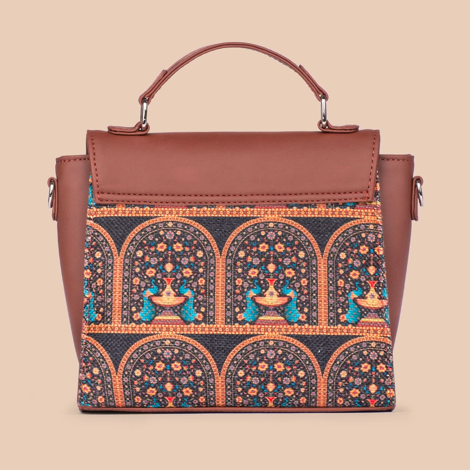 Royal Indian Peacock Motif Statement Sling Bag