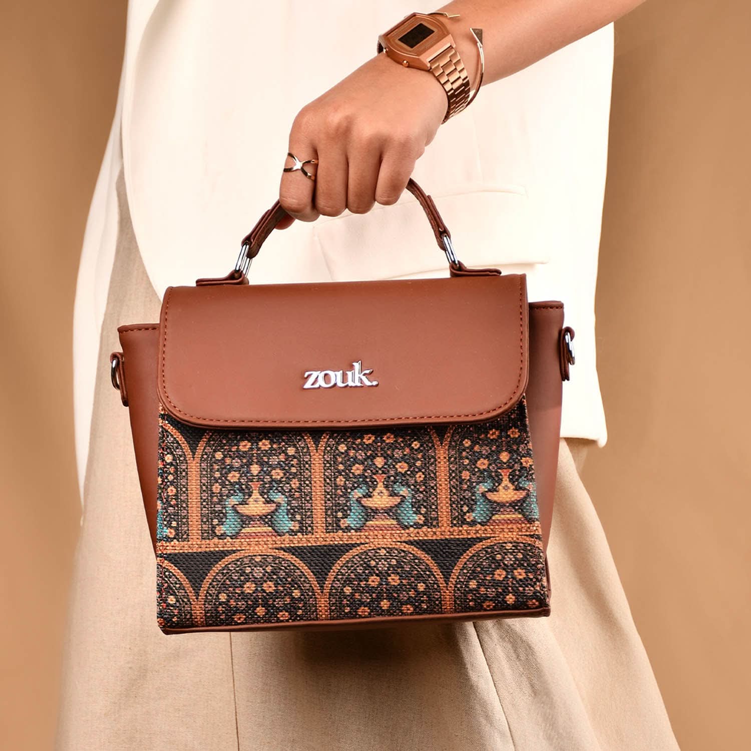 Royal Indian Peacock Motif Statement Sling Bag