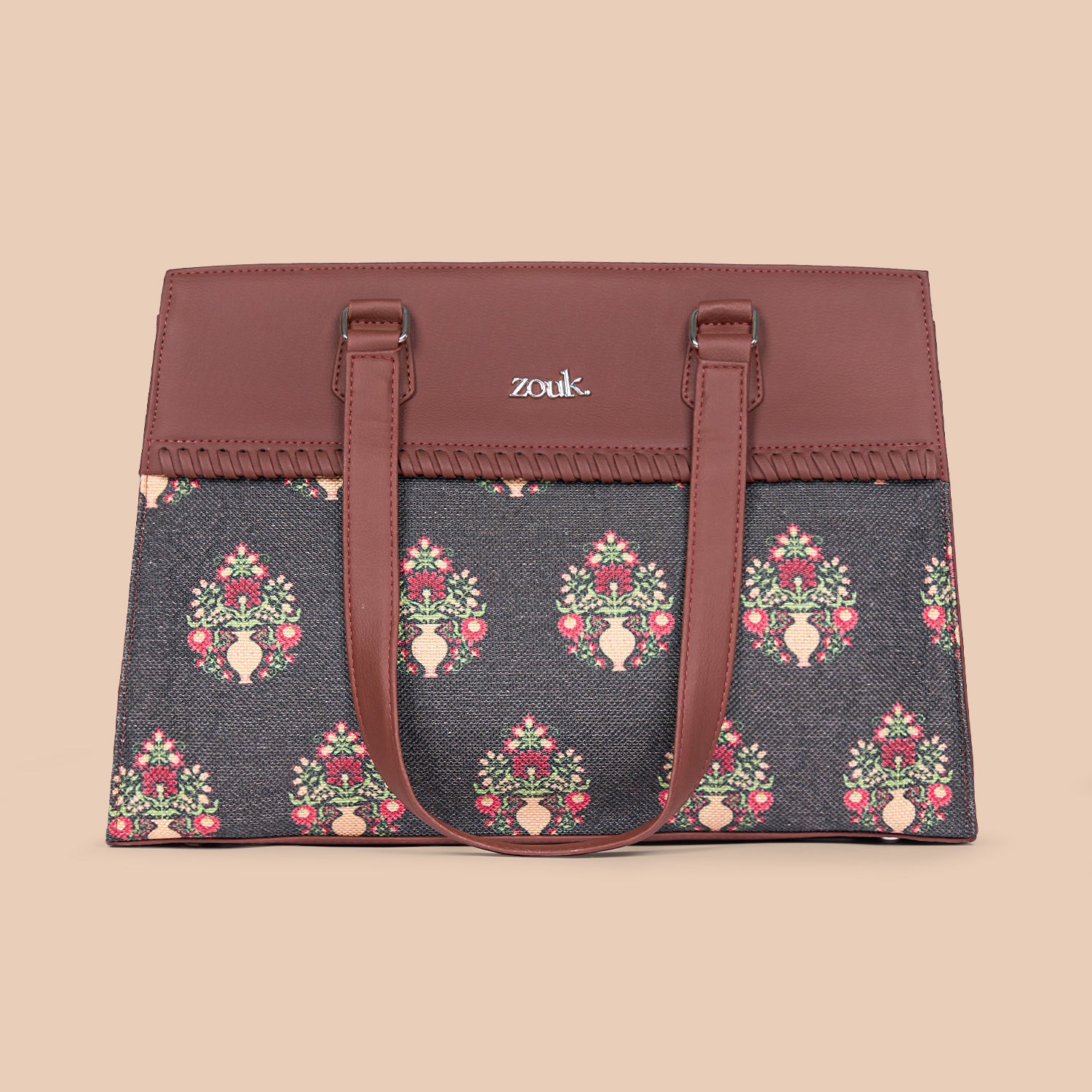 Royal Green Mogra Print Statement Business Bag