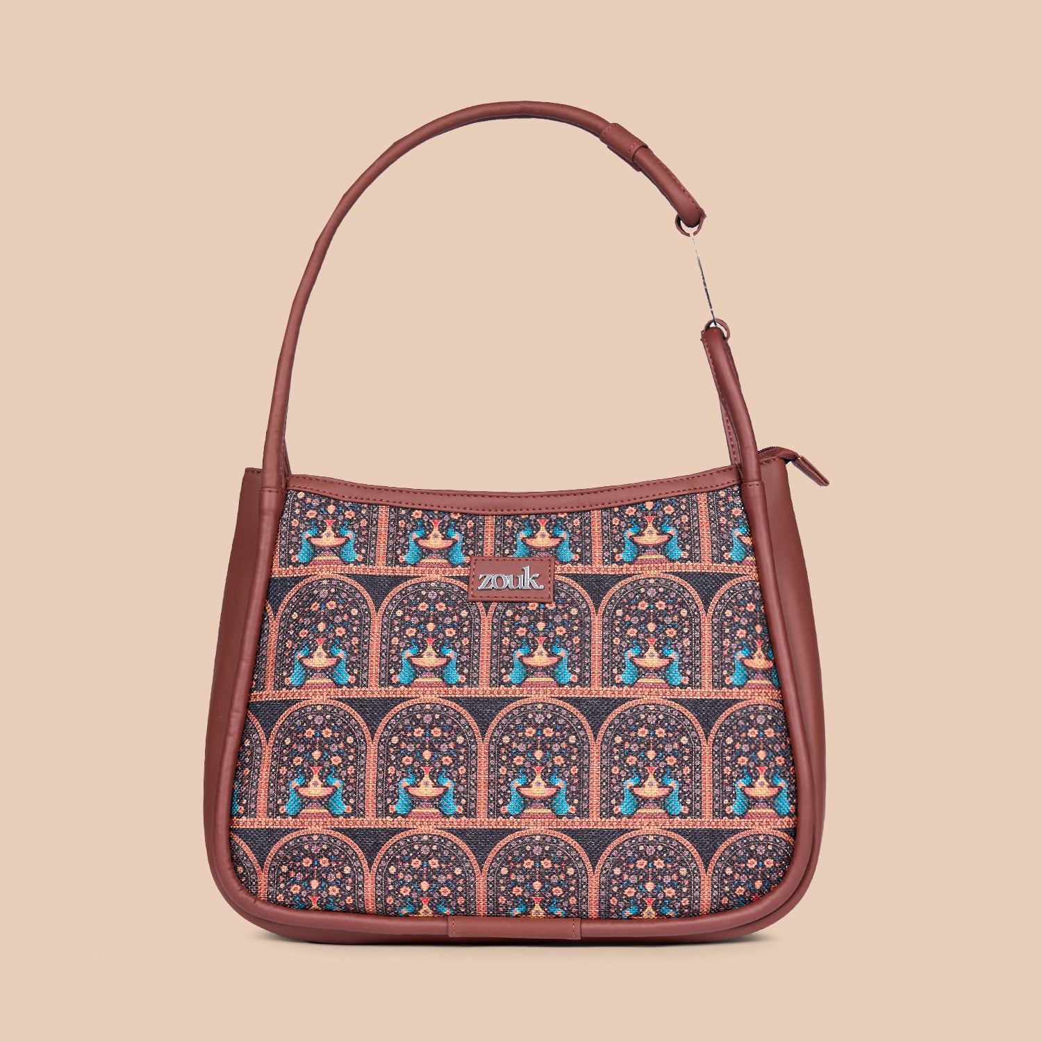 Royal Indian Peacock Motif Sleek Shoulder Bag