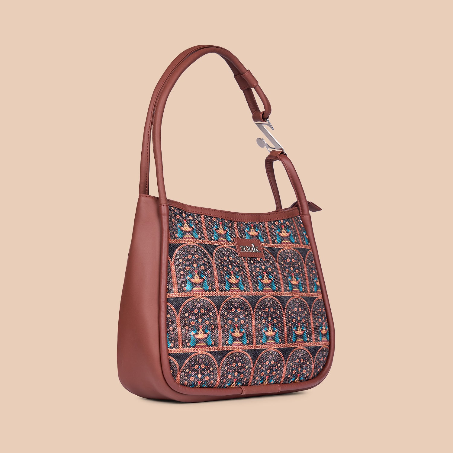 Royal Indian Peacock Motif Sleek Shoulder Bag