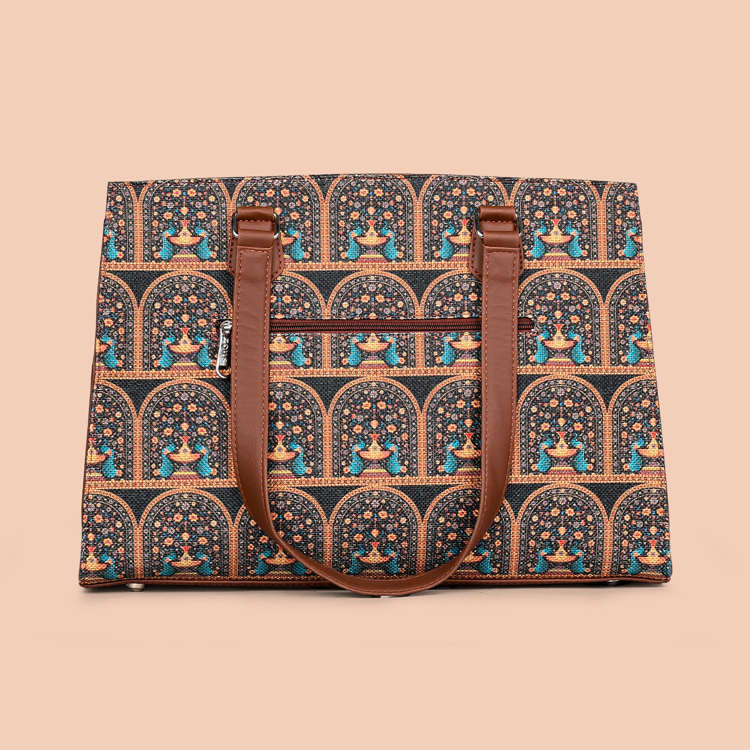 Royal Indian Peacock Motif Statement Business Bag