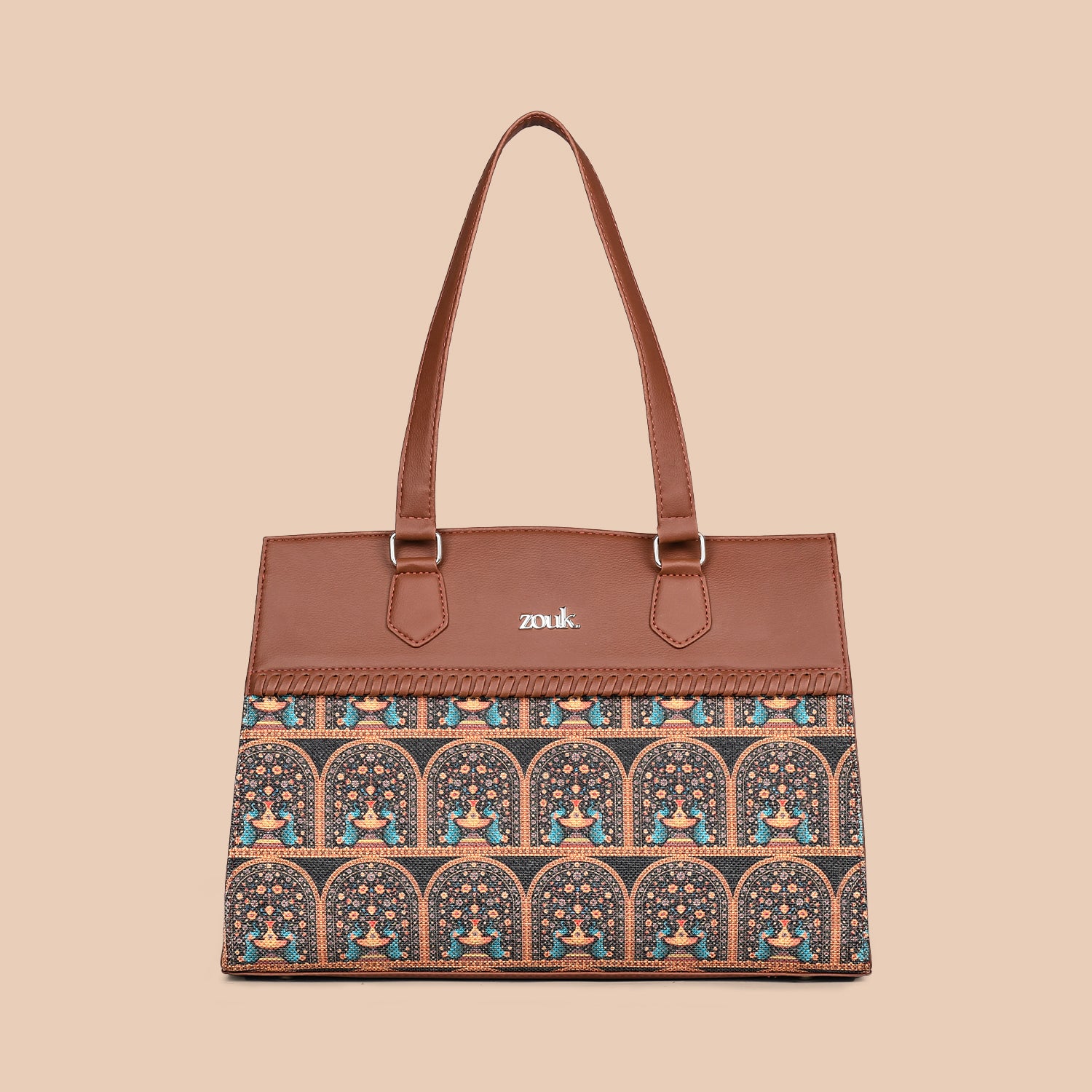 Royal Indian Peacock Motif Statement Business Bag