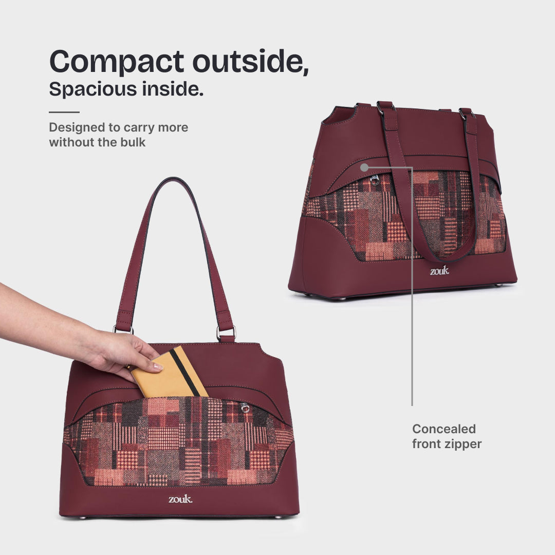 Chirala Plaid Studio Office Bag (Cranberry)
