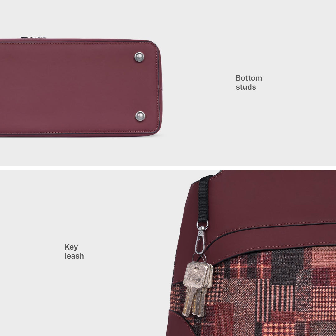 Chirala Plaid Studio Office Bag (Cranberry)