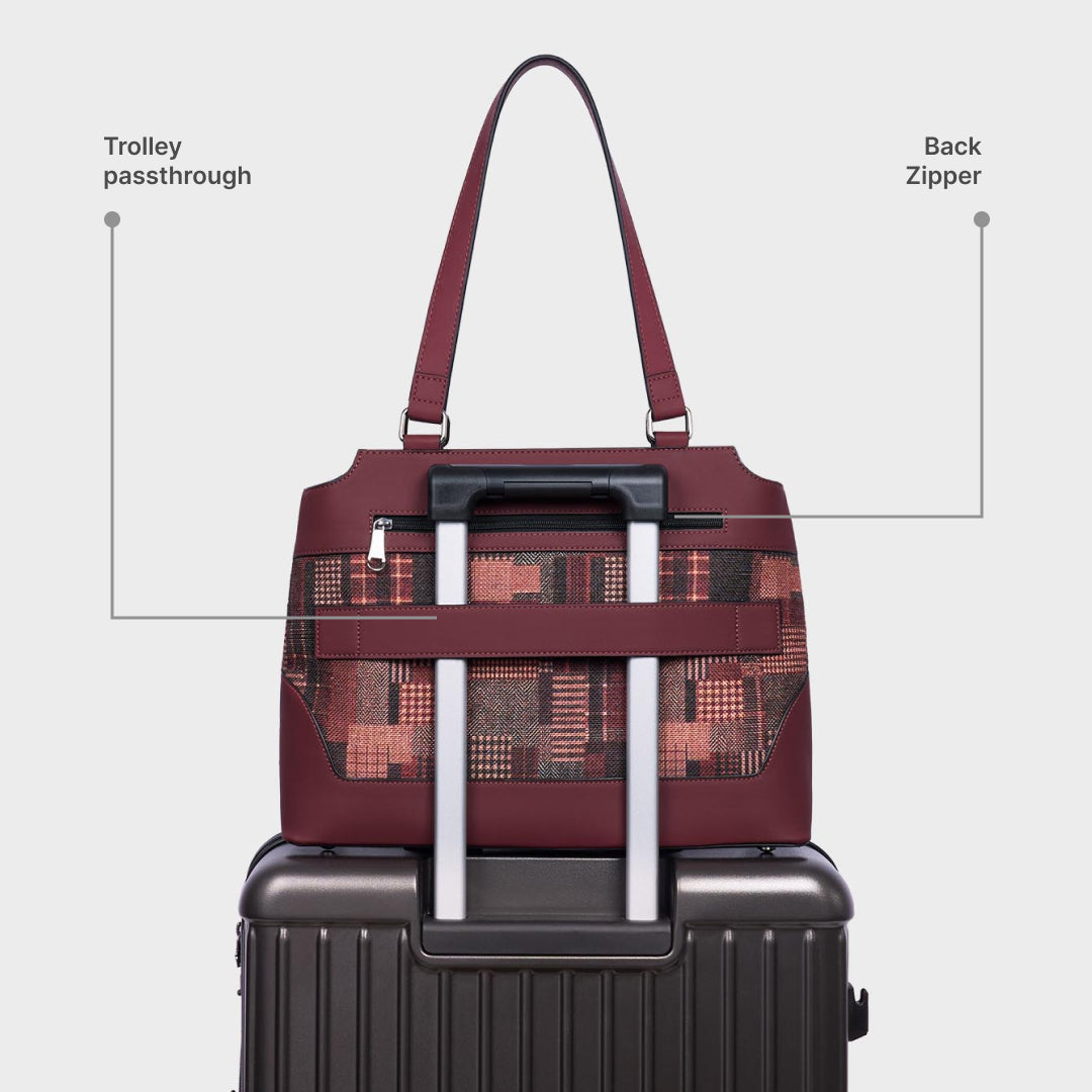 Chirala Plaid Studio Office Bag (Cranberry)