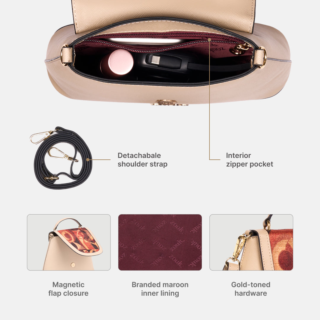 Auric Svara Sling Bag (Beige Saffiano)