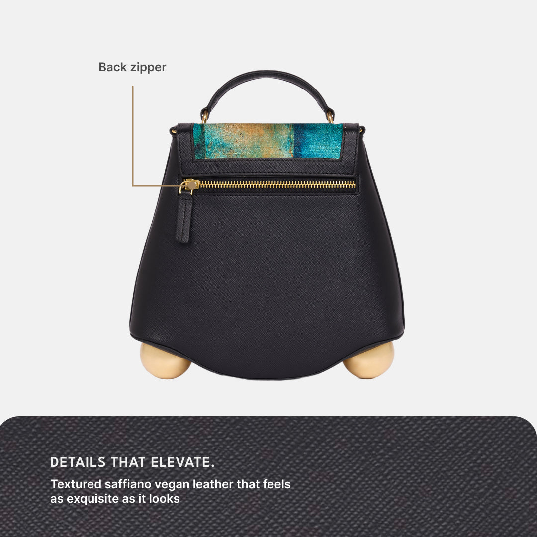 Opalite Svara Sling Bag (Black Saffiano)