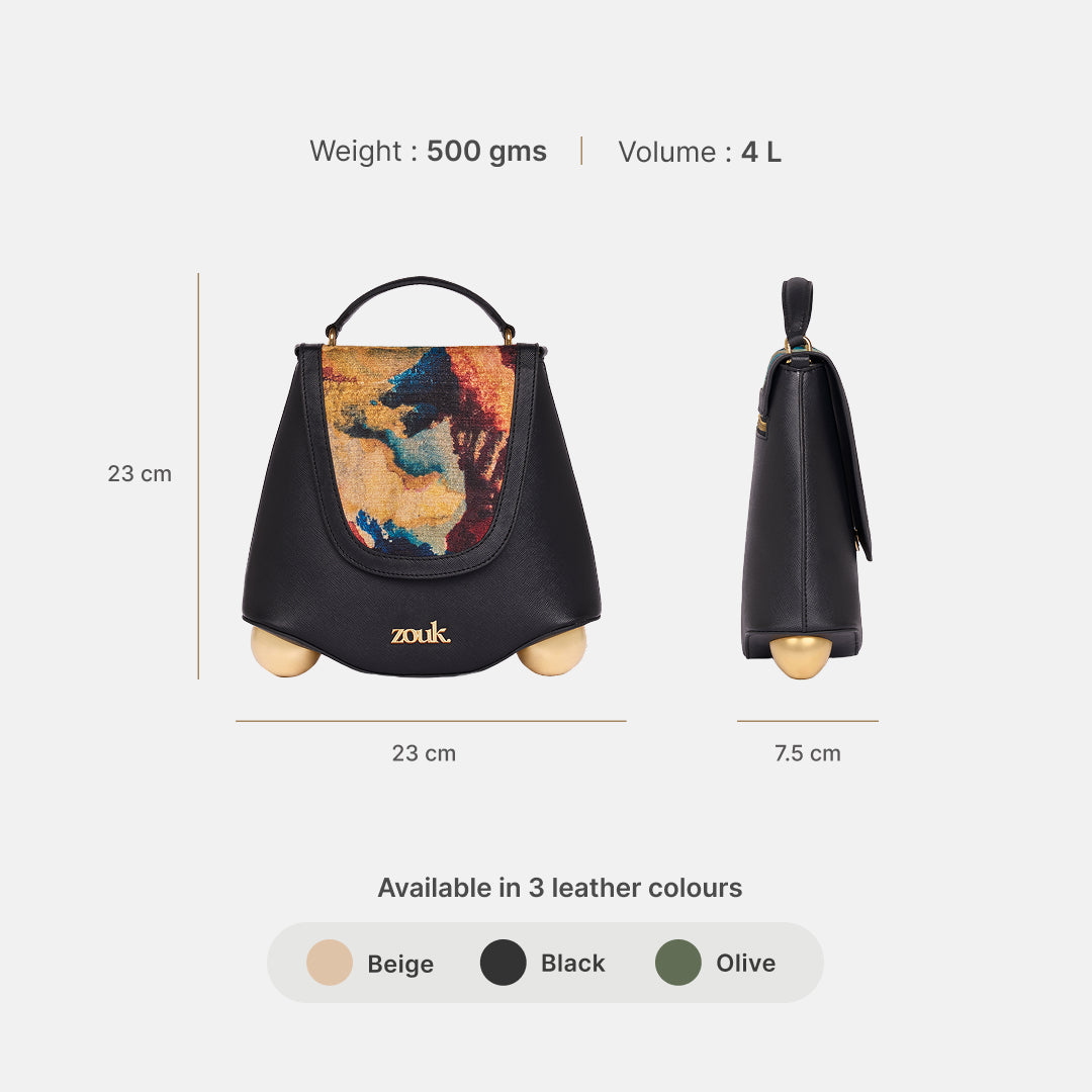 Quartz Svara Sling Bag (Black Saffiano)