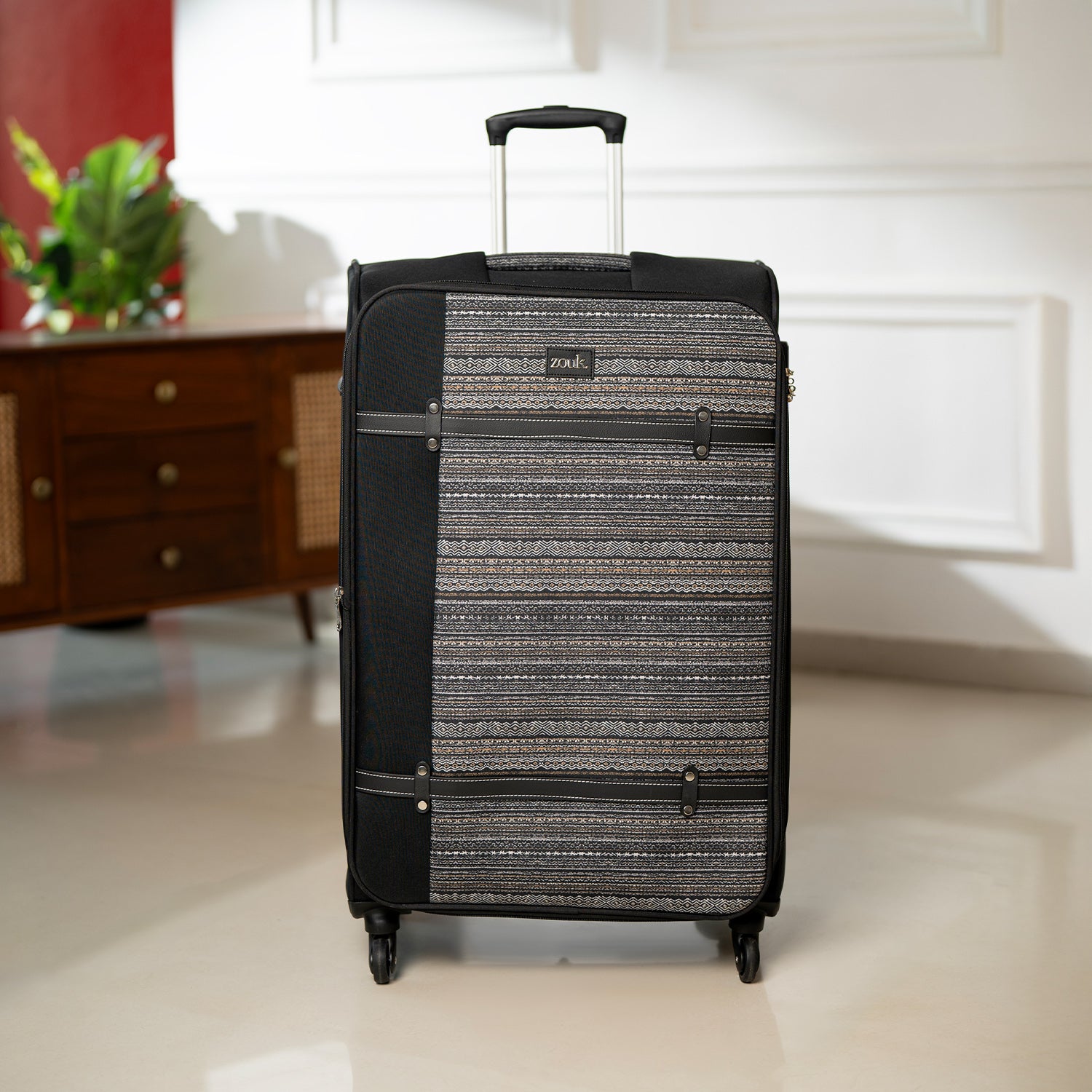 Odisha Ikat Saira Trolley Bag - Black (Large)