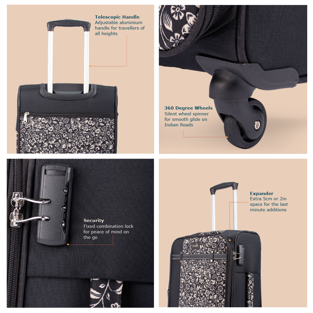 FloMotif Saira Trolley Bag - (Black)