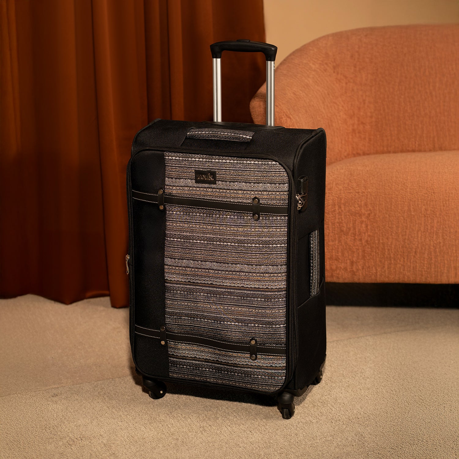 Odisha Ikat Saira Trolley Bag - Black (Medium)