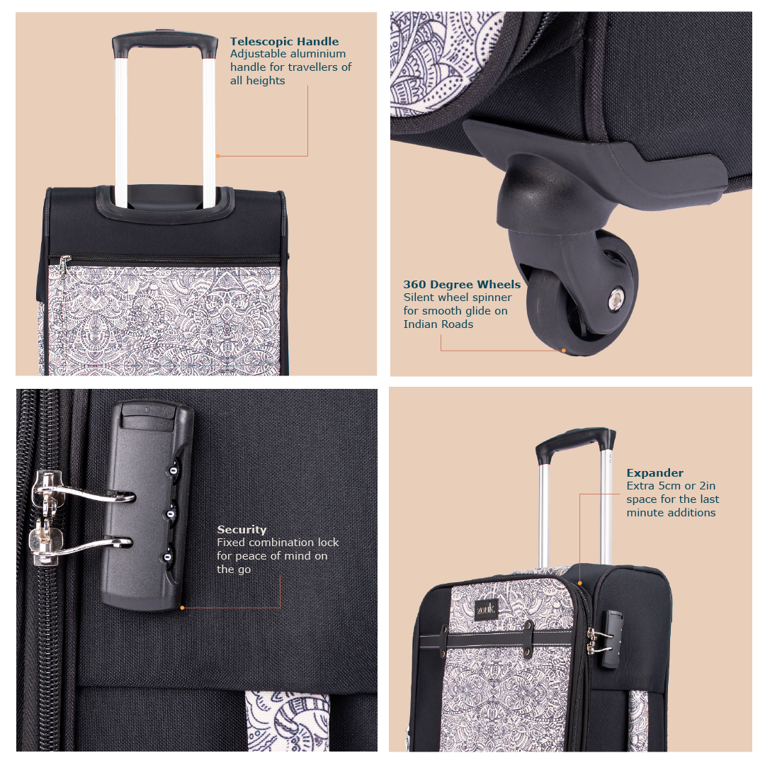 Colaba Shirin Saira Trolley Bag - Black (Cabin)