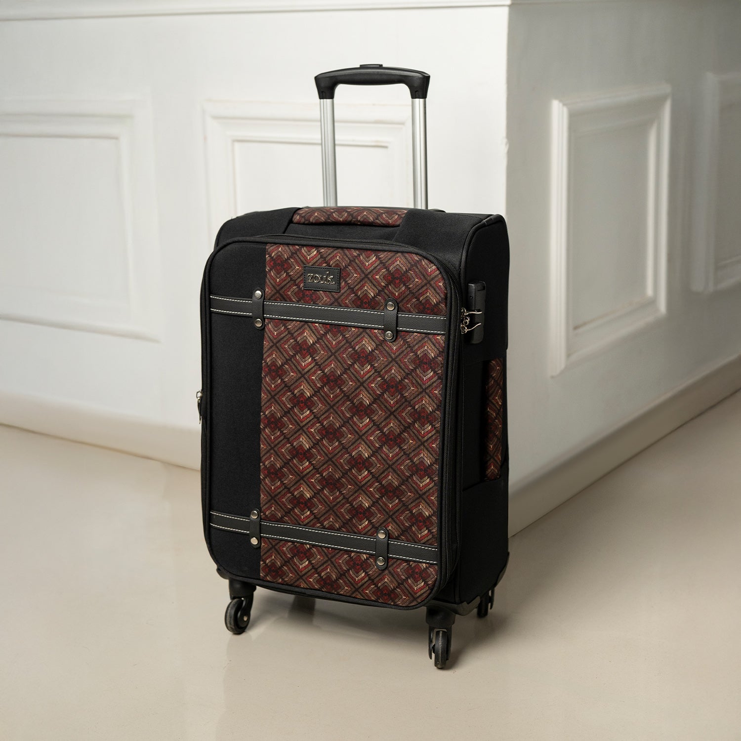 Amritsar Phulkari Saira Trolley Bag - Black (Cabin)