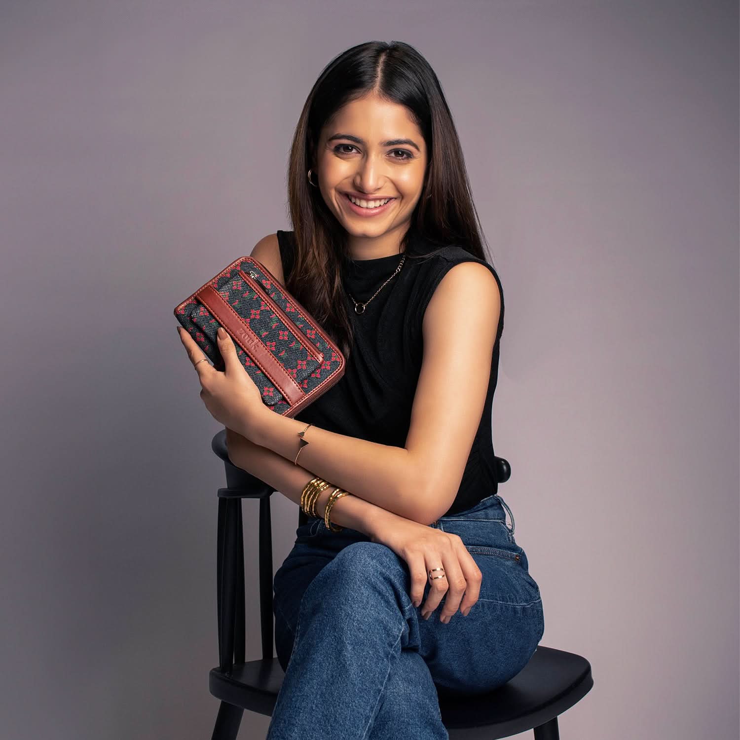 Shobha Niwas Lotus Motif Classic Zipper Wallet