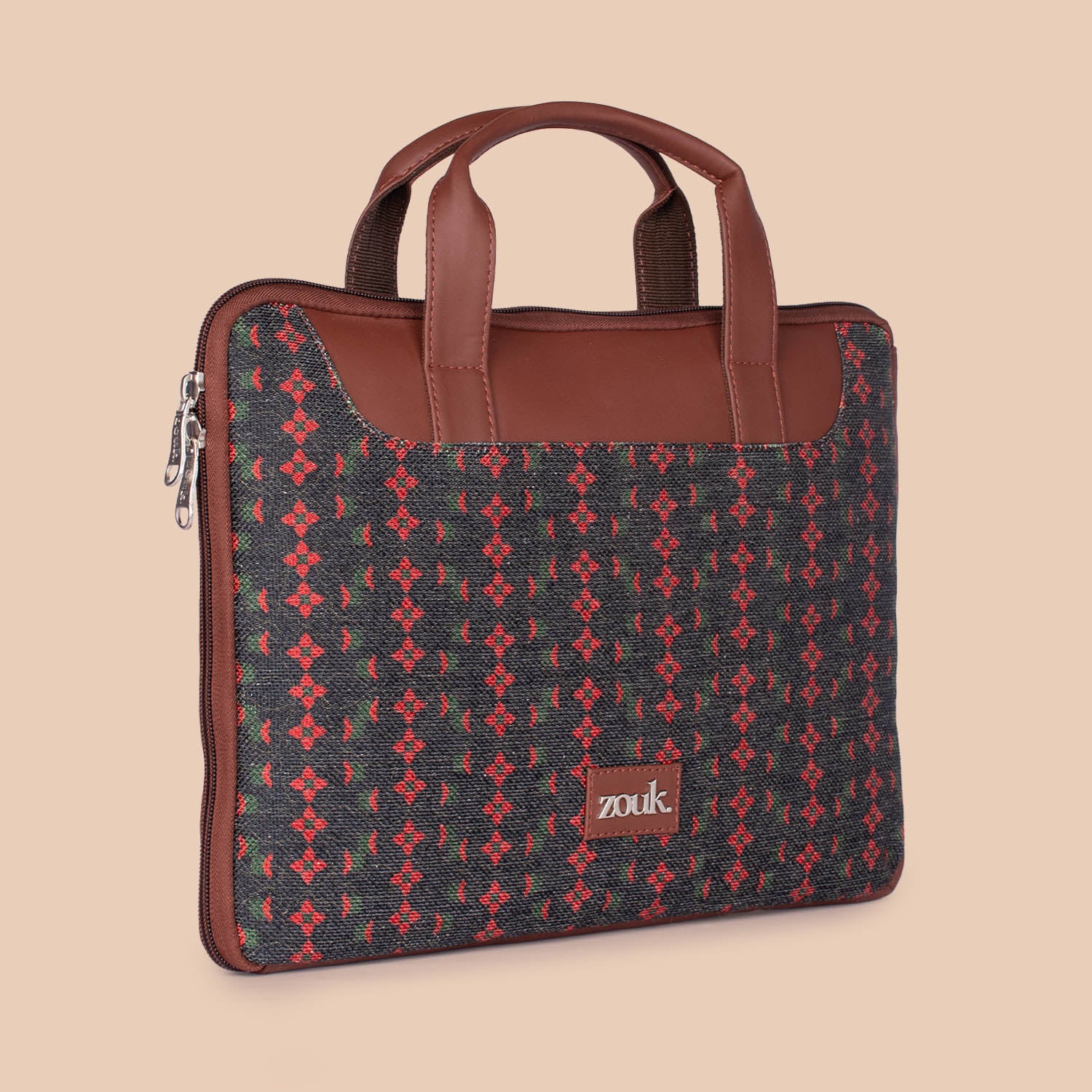 Shobha Niwas Lotus Motif L-Zippered Laptop Sleeve