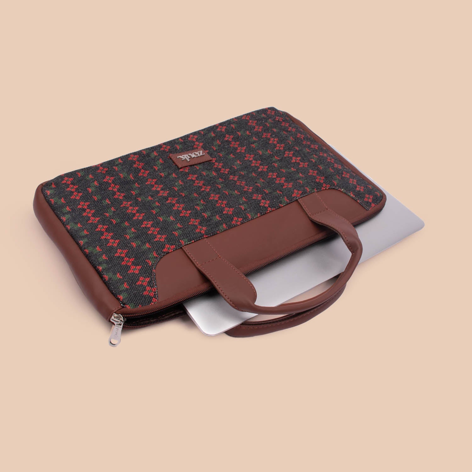 Shobha Niwas Lotus Motif L-Zippered Laptop Sleeve