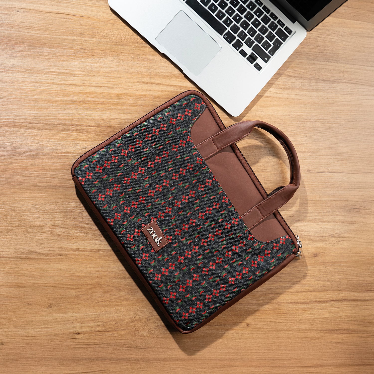 Shobha Niwas Lotus Motif L-Zippered Laptop Sleeve