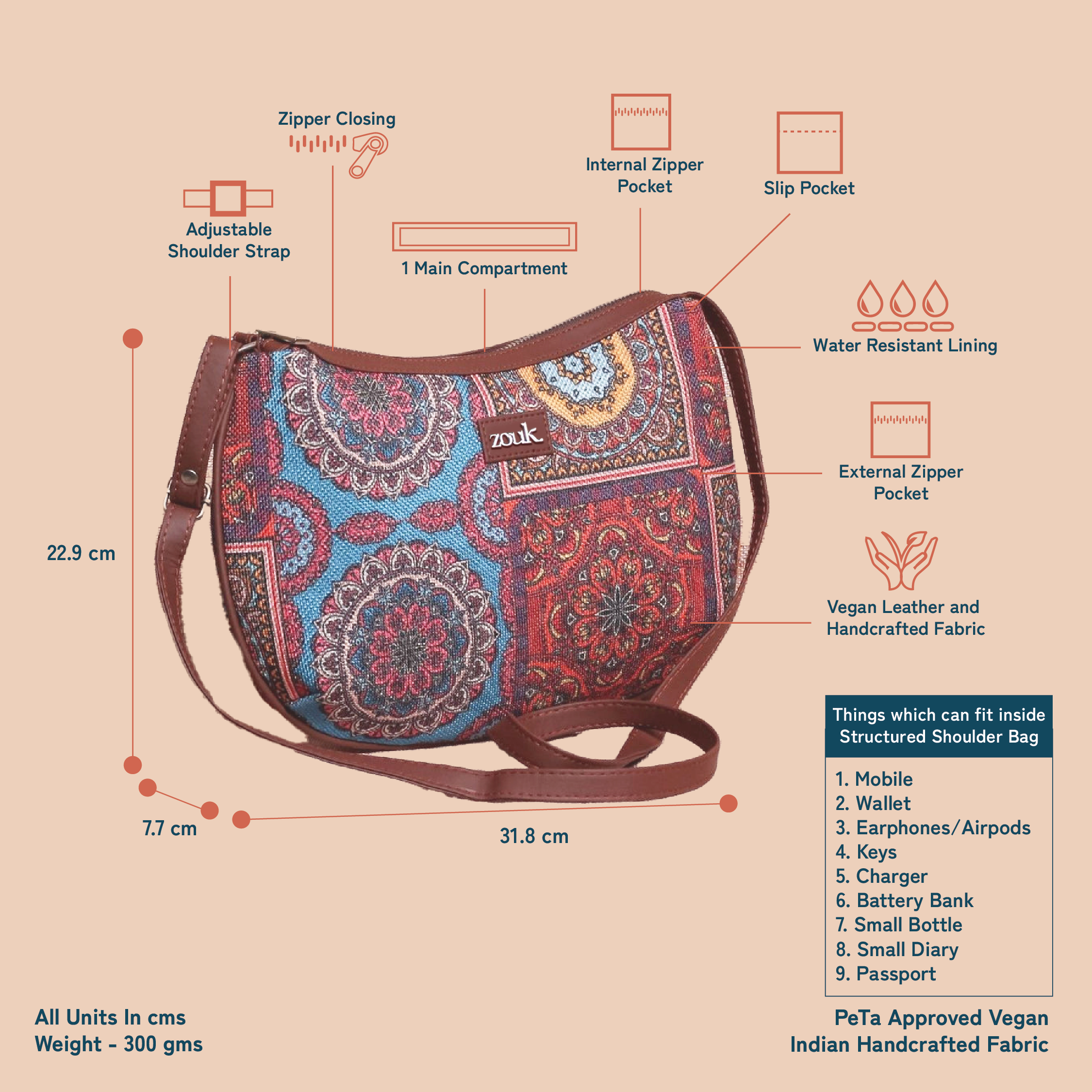 Multicolor Mandala Structured Shoulder Bag