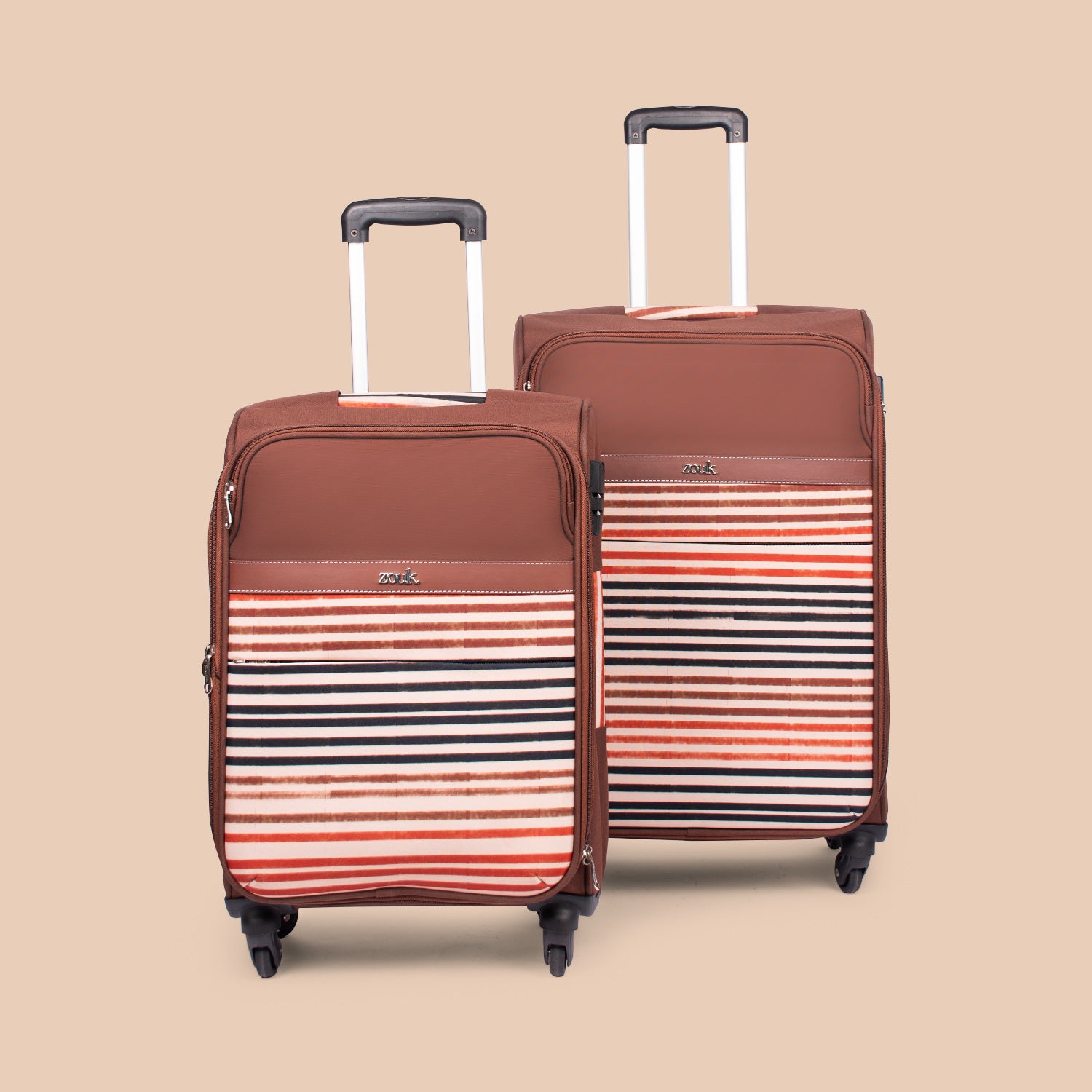 Qutub Stripes Avasa Trolley Bag Combo (Medium & Large)
