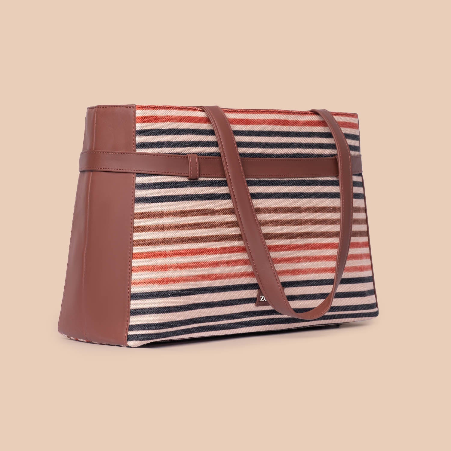 ZIP-Qutub Stripes Statement Office Bag